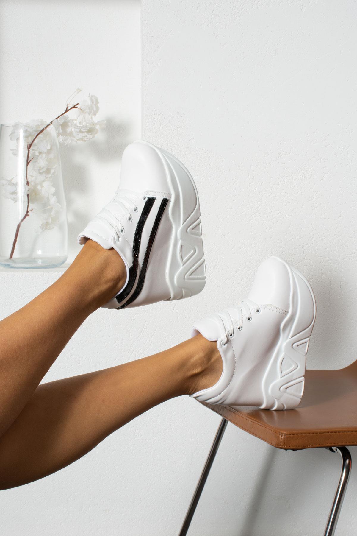 Modanizm Terry Gizli Topuklu Beyaz Spor Ayakkabı