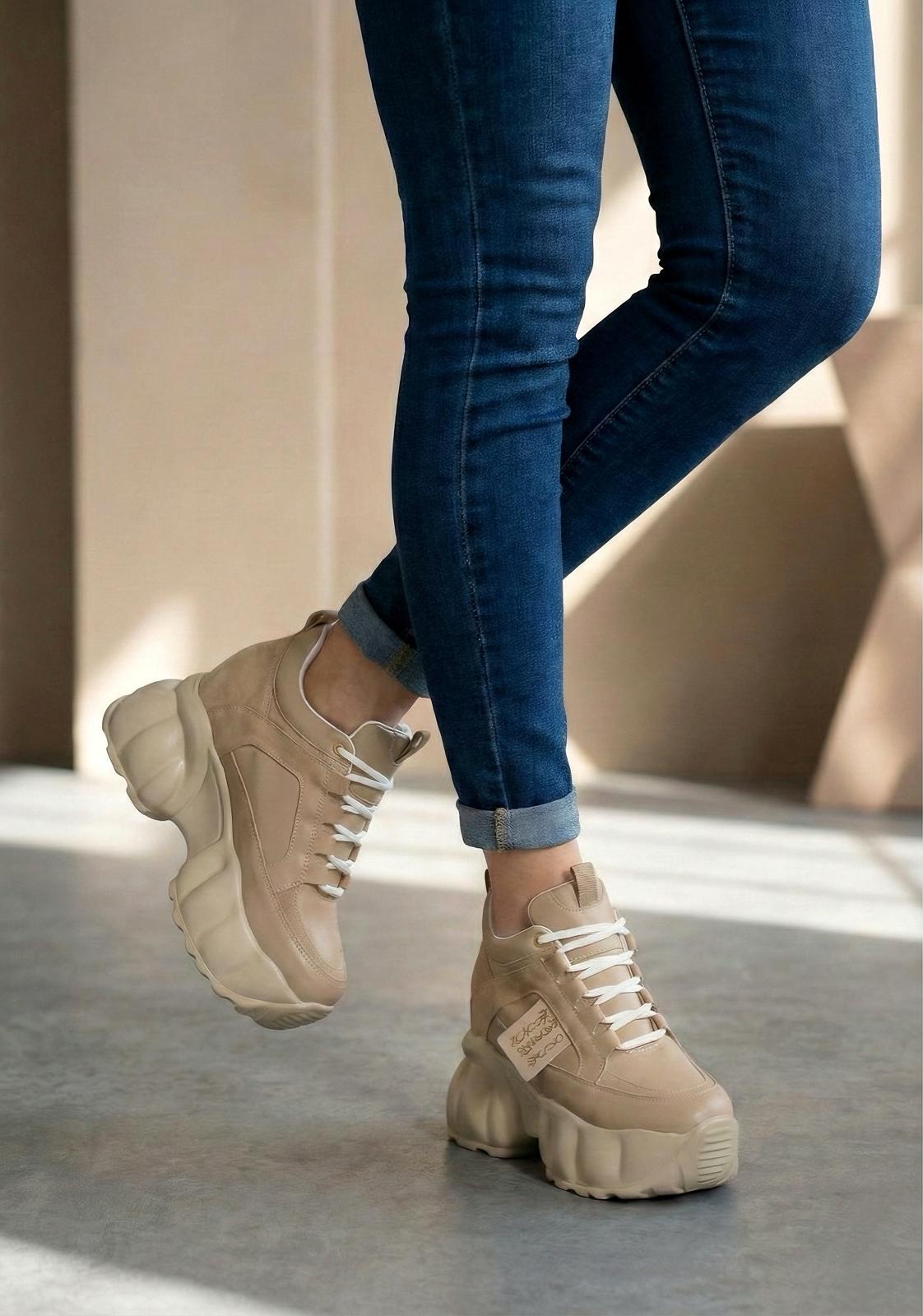 Modanizm Sienna Krem Dolgu Topuklu Spor Ayakkabı