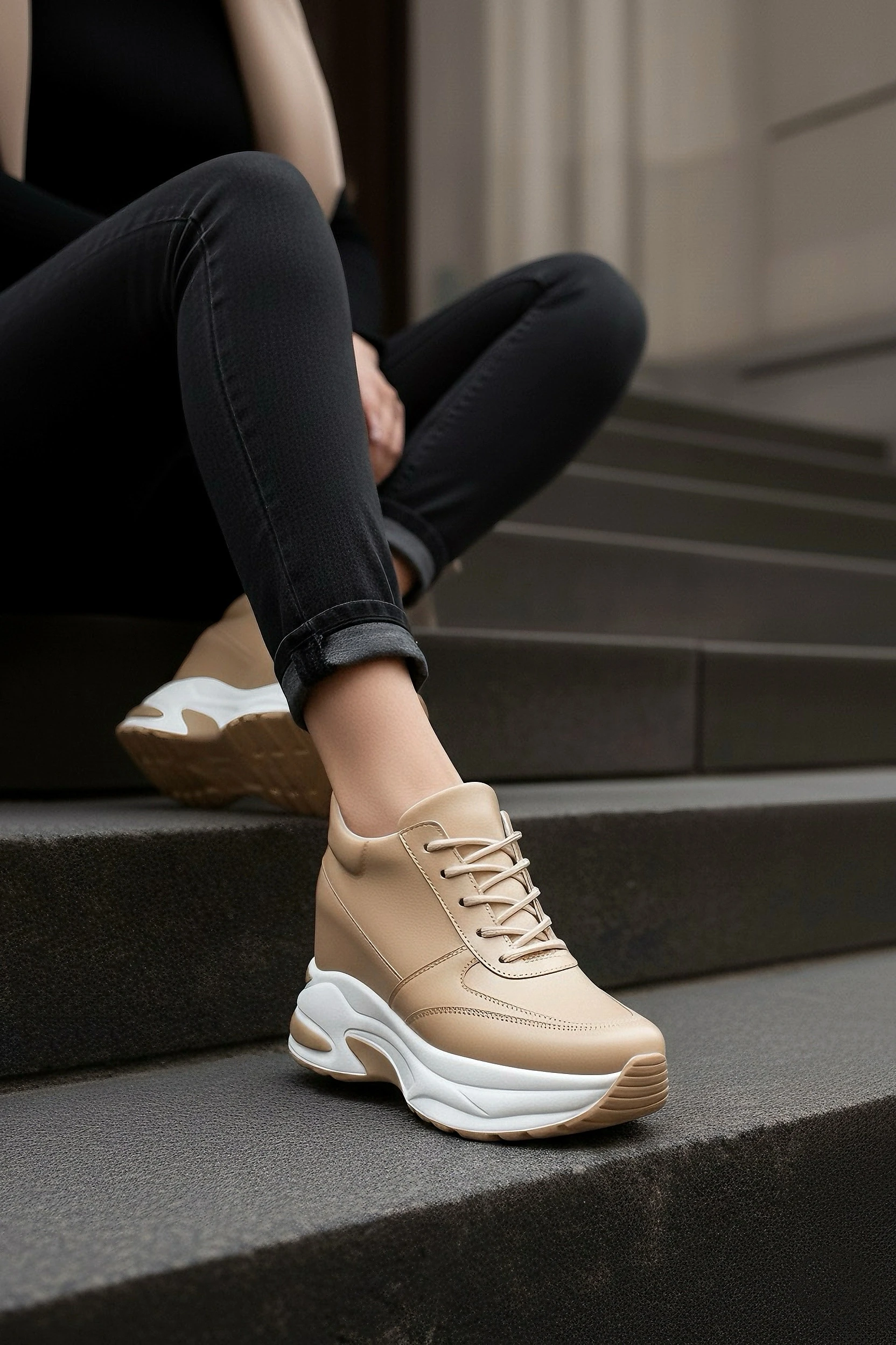 Vextra Nude Gizli Topuklu Spor Ayakkabı