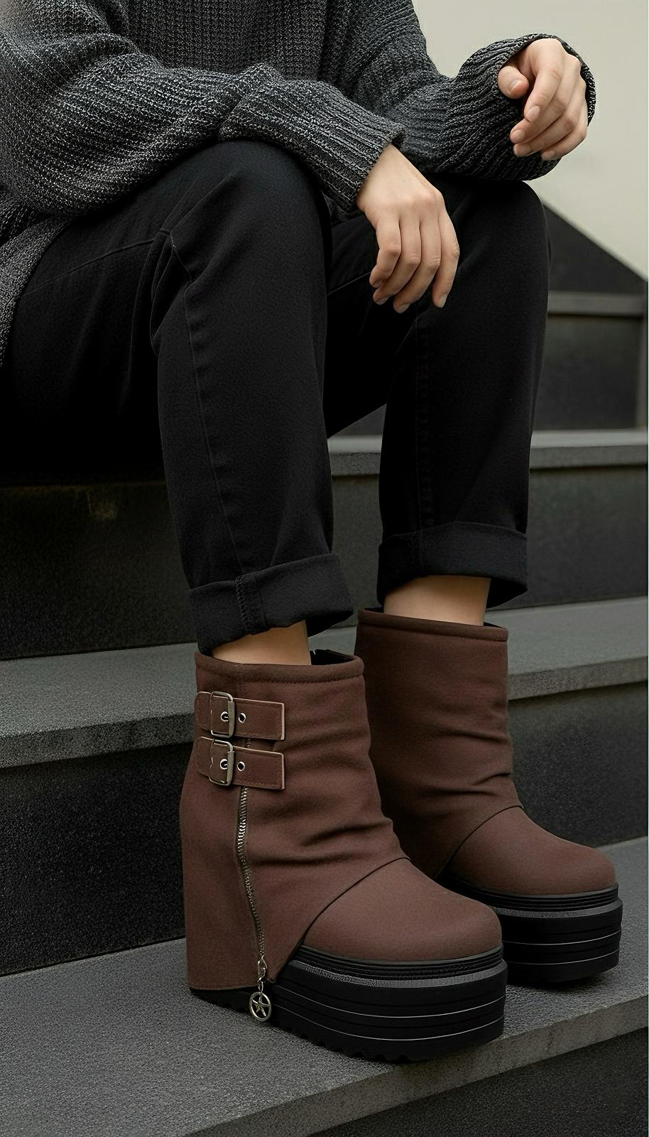 Arsyn Kahverengi Topuklu Süet Bot