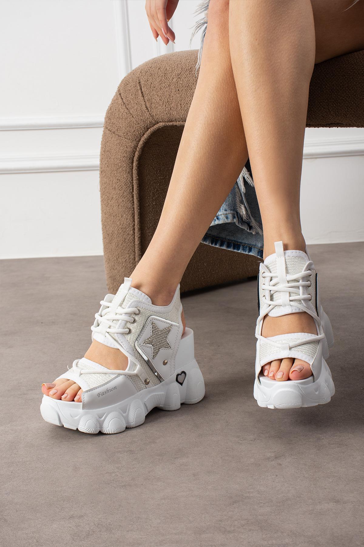 Modanizm DOUX Beyaz Spor Sandalet
