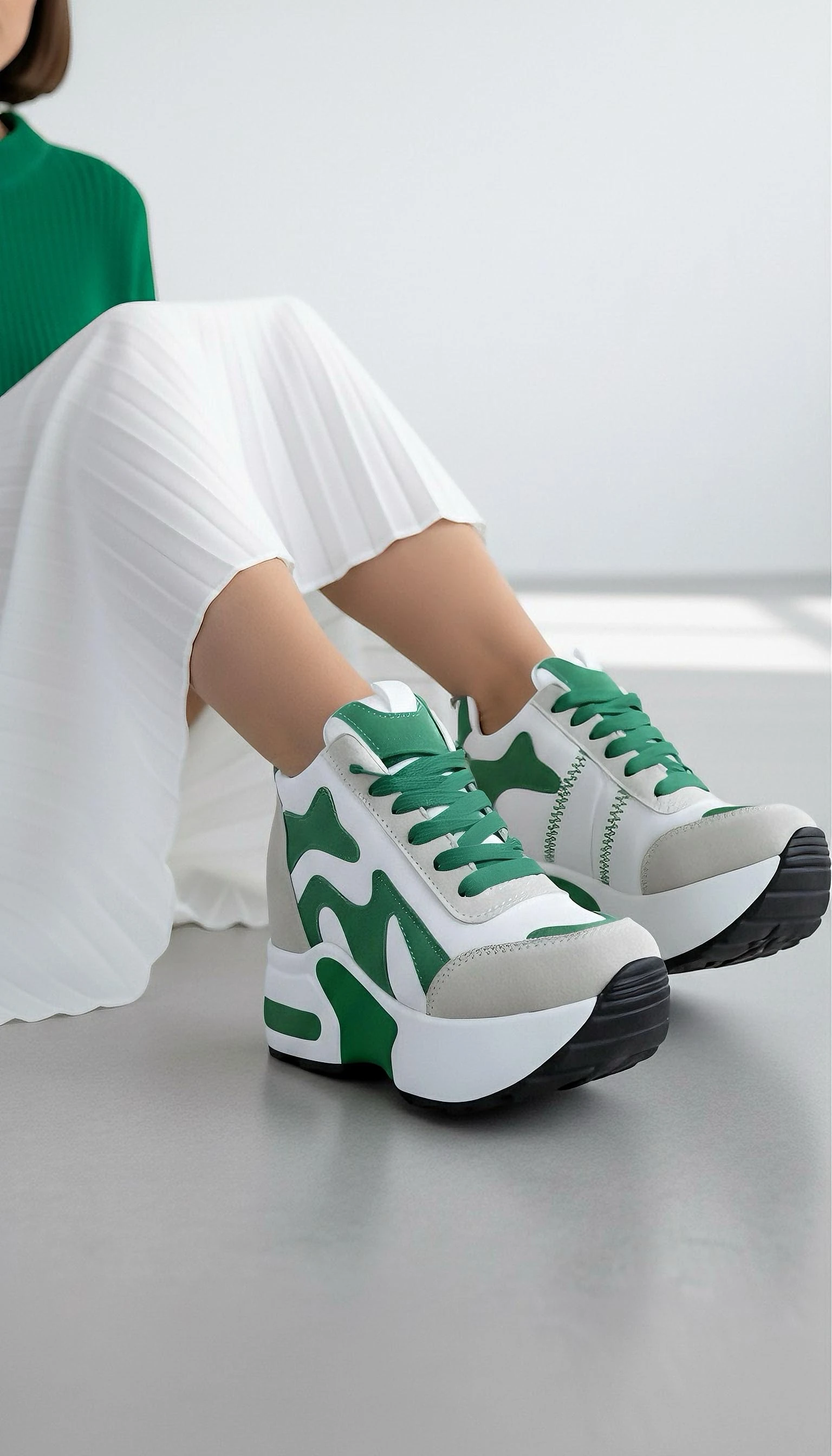 Modanizm Avlina Yeşil Gizli Topuklu Spor Ayakkabı