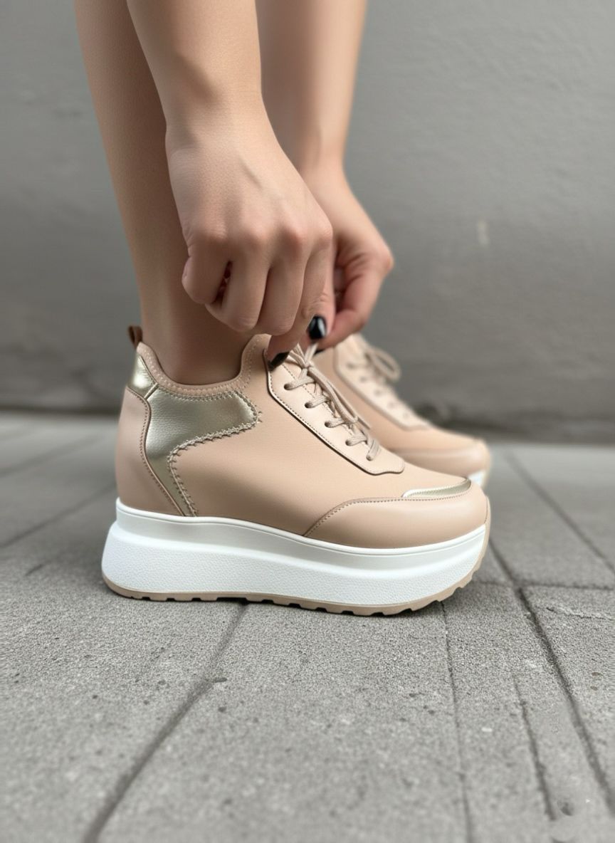 Modanizm Vibe Krem Dolgu Spor Ayakkabı