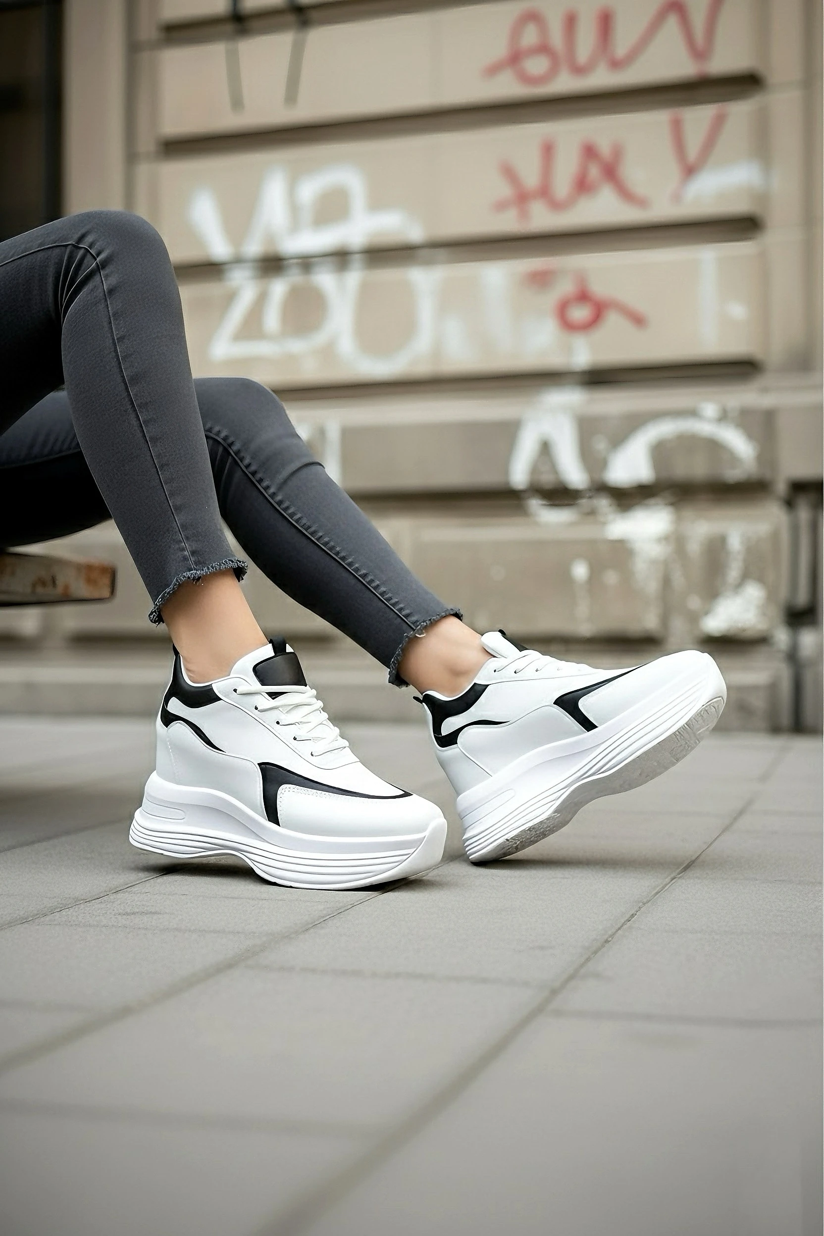 Modanizm Pace Beyaz Gizli Topuklu Spor Ayakkabı