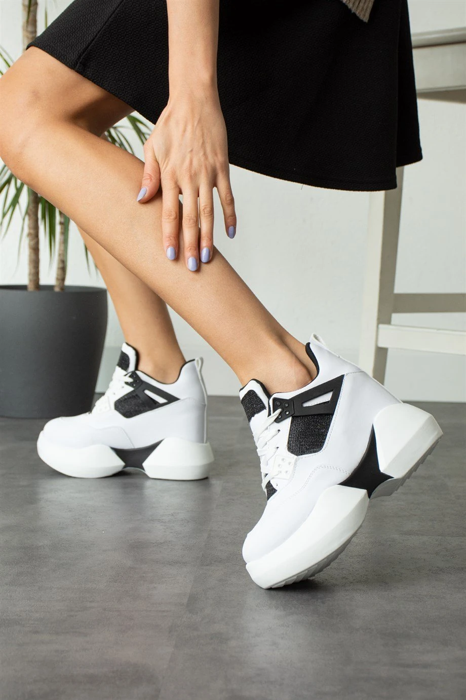 Modanizm Holly Beyaz Gizli Topuklu Spor Ayakkabı