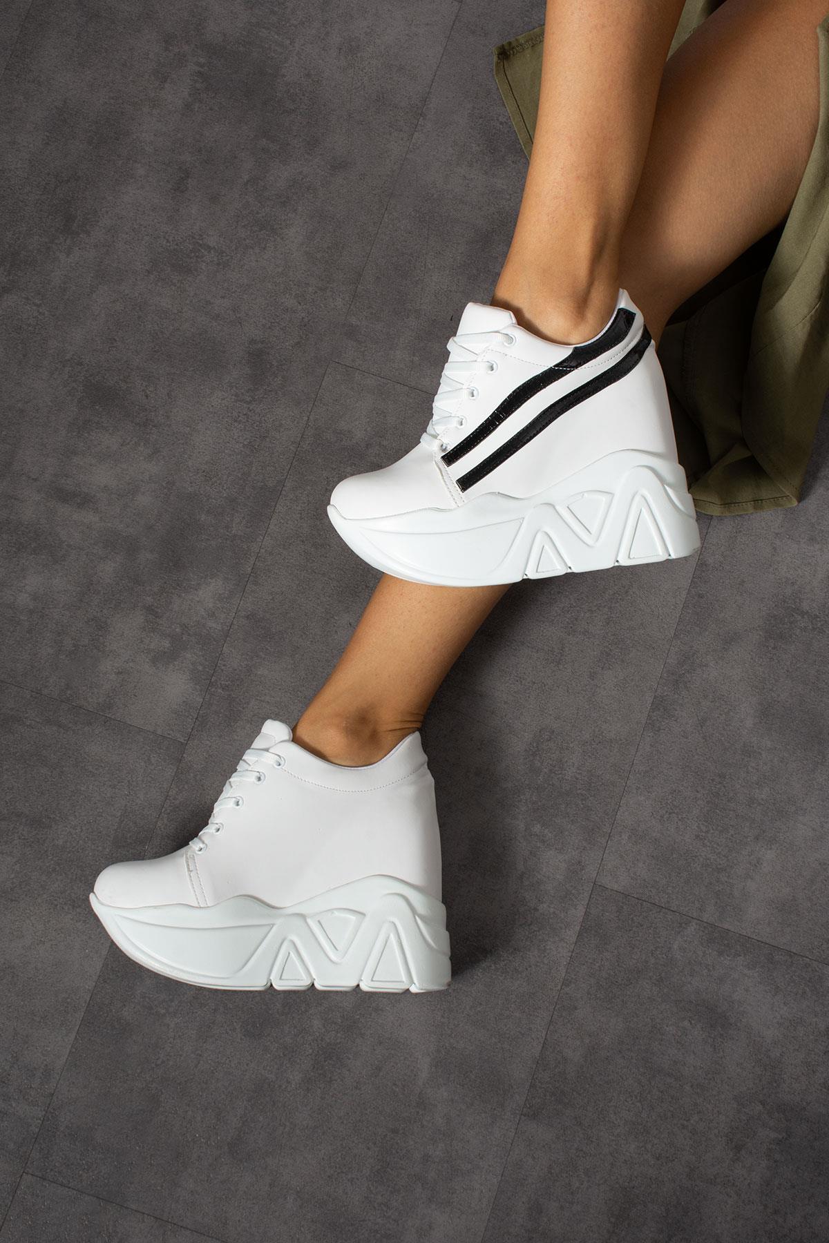 Modanizm Terry Gizli Topuklu Beyaz Spor Ayakkabı