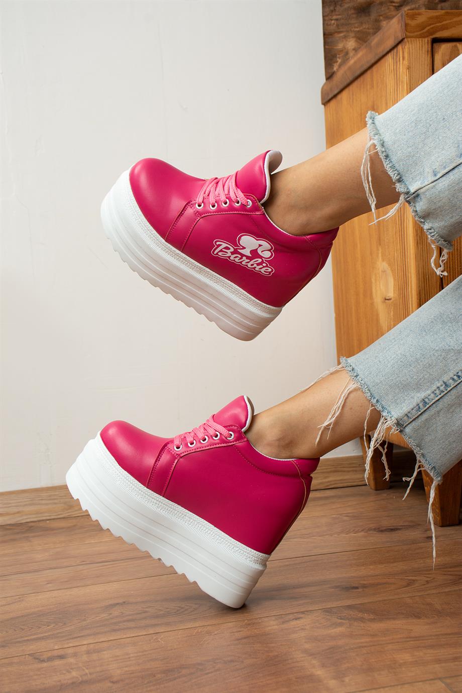 Modanizm Cutie Pembe Bağcıklı Gizli Topuklu Spor Ayakkabı