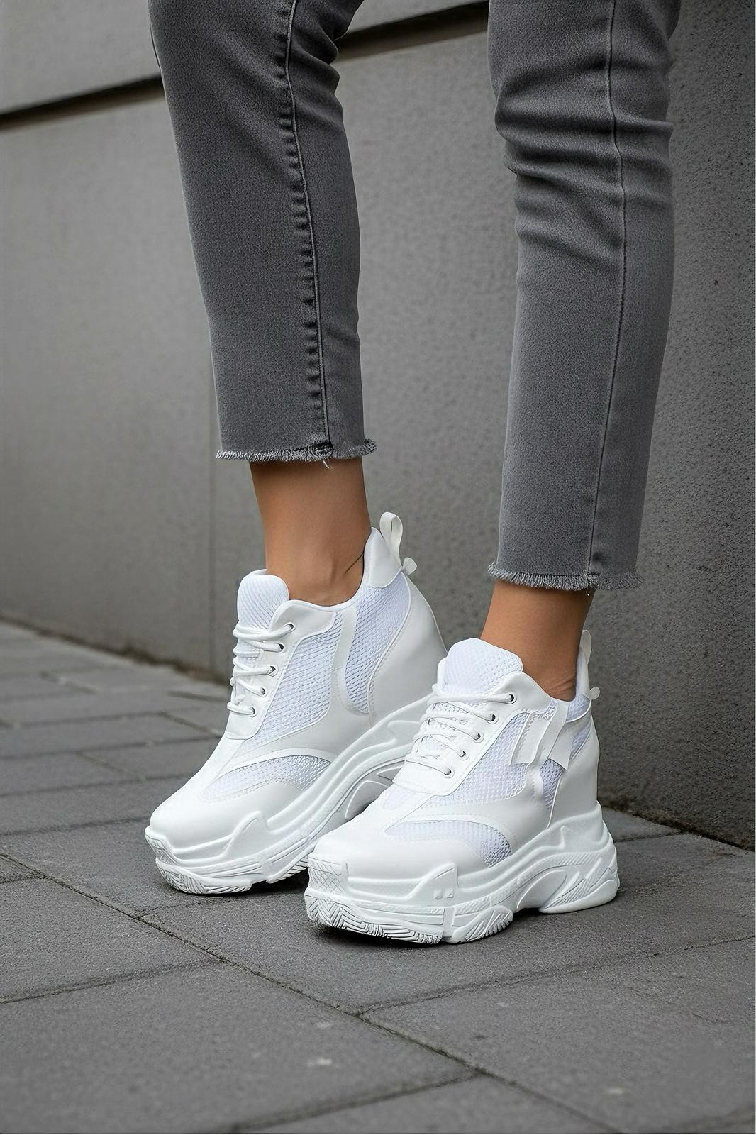 Ricky Beyaz Gizli Topuklu Spor Ayakkabı