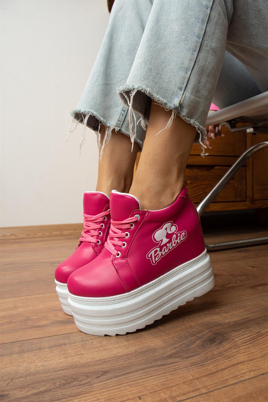 Modanizm Cutie Pembe Bağcıklı Gizli Topuklu Spor Ayakkabı