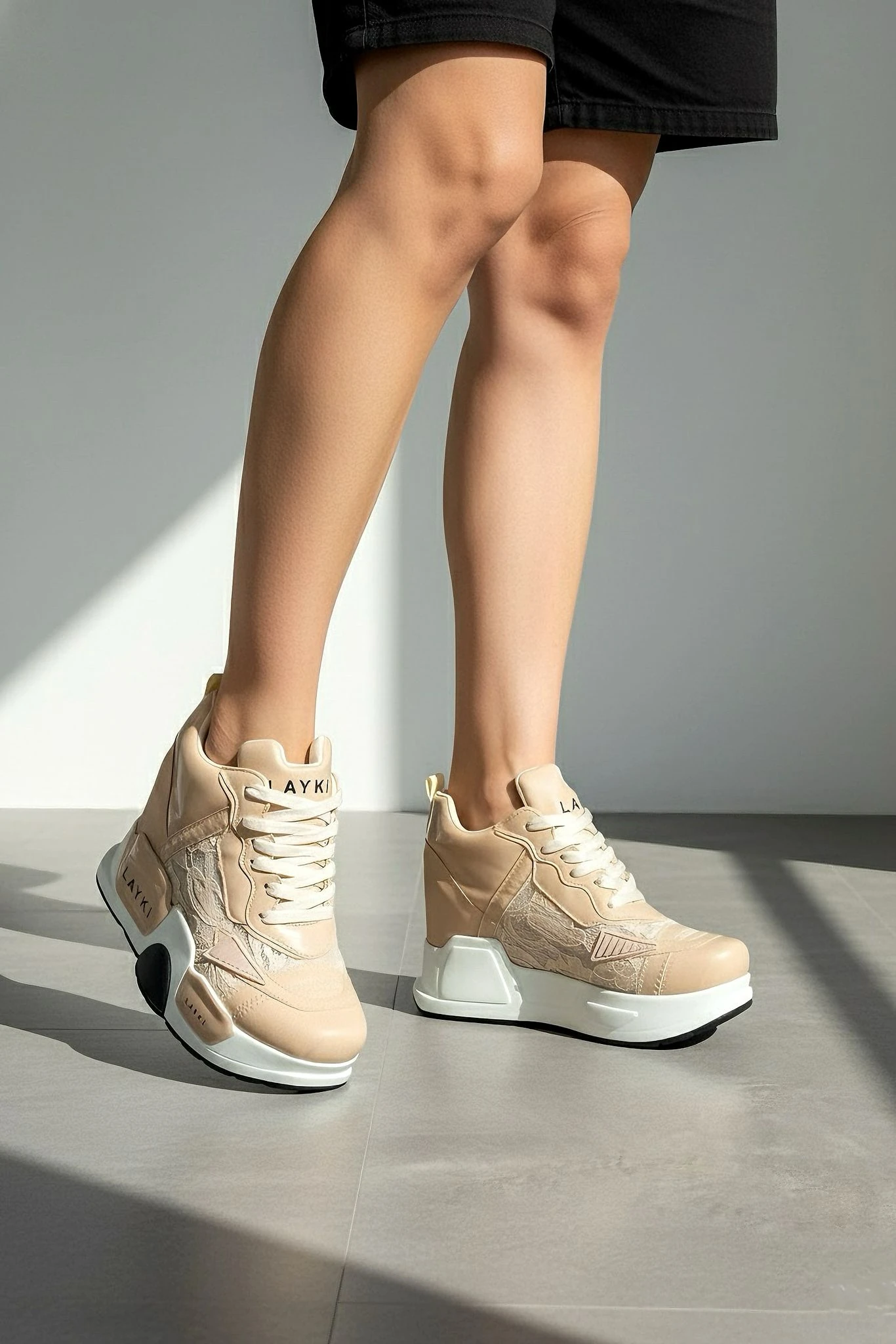 Modanizm Nevyn Krem Gizli Topuklu Spor Ayakkabı