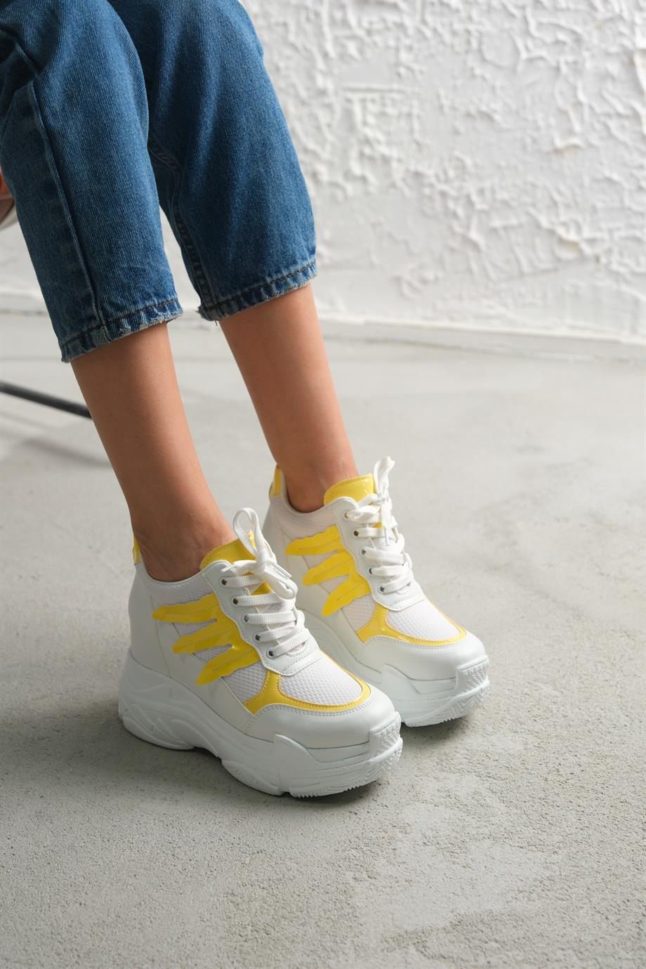 Modanizm Dietz Gizli Topuklu Sarı Spor Ayakkabı
