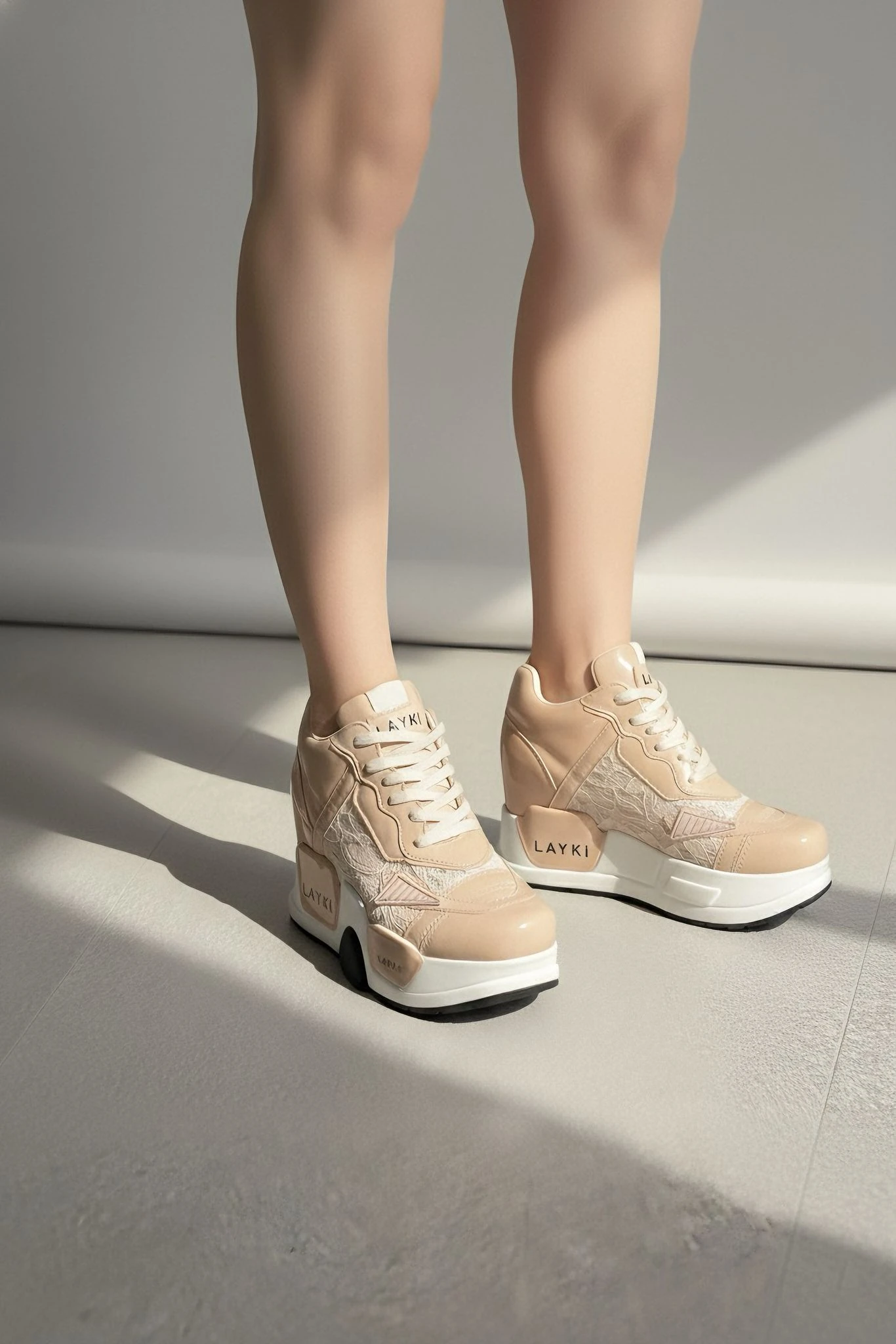 Modanizm Nevyn Krem Gizli Topuklu Spor Ayakkabı