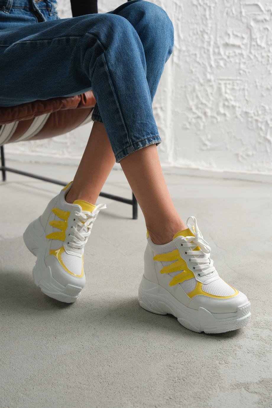 Modanizm Dietz Gizli Topuklu Sarı Spor Ayakkabı