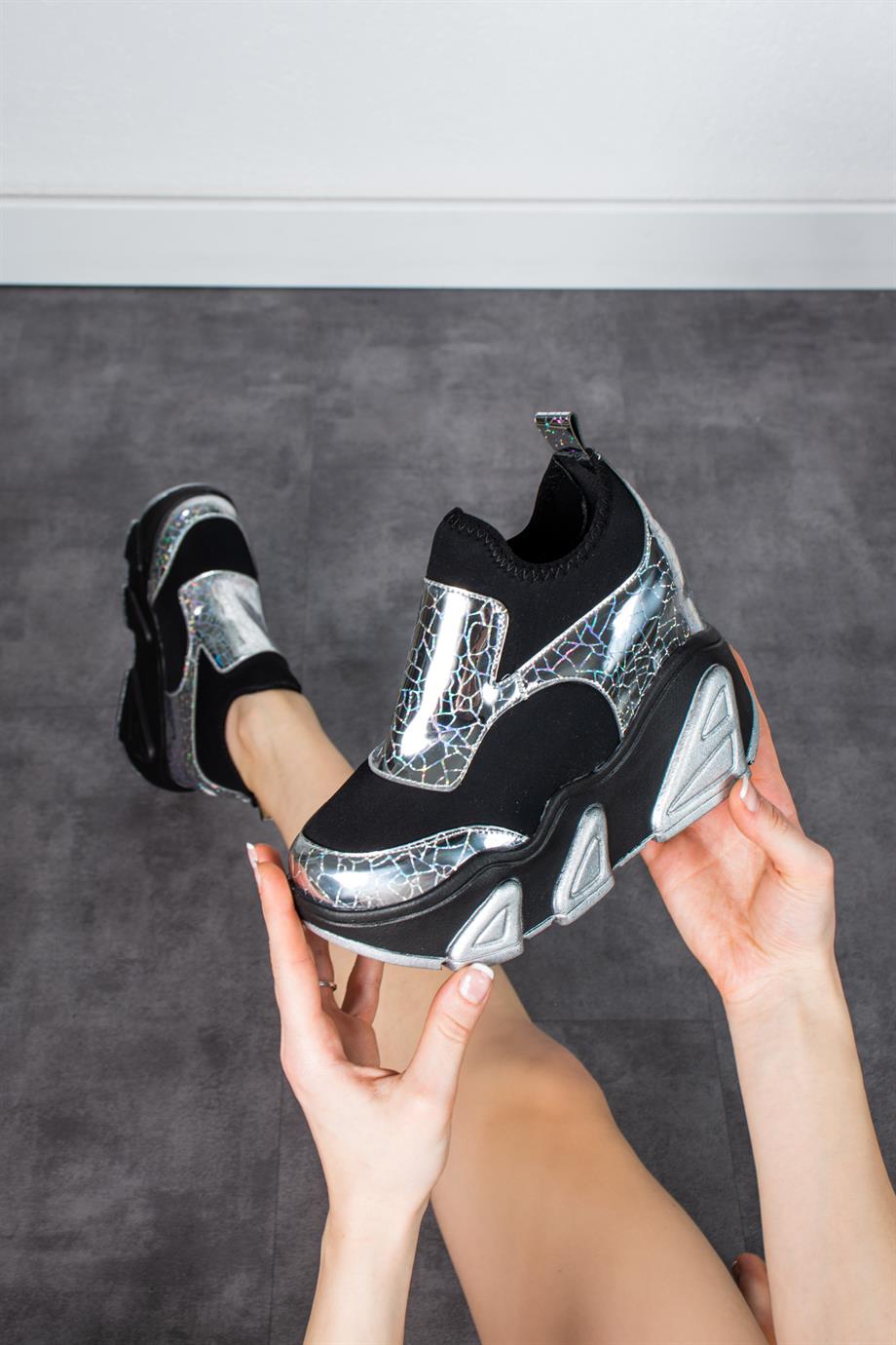 Modanizm Herry Gümüş Gizli Topuklu Spor Ayakkabı