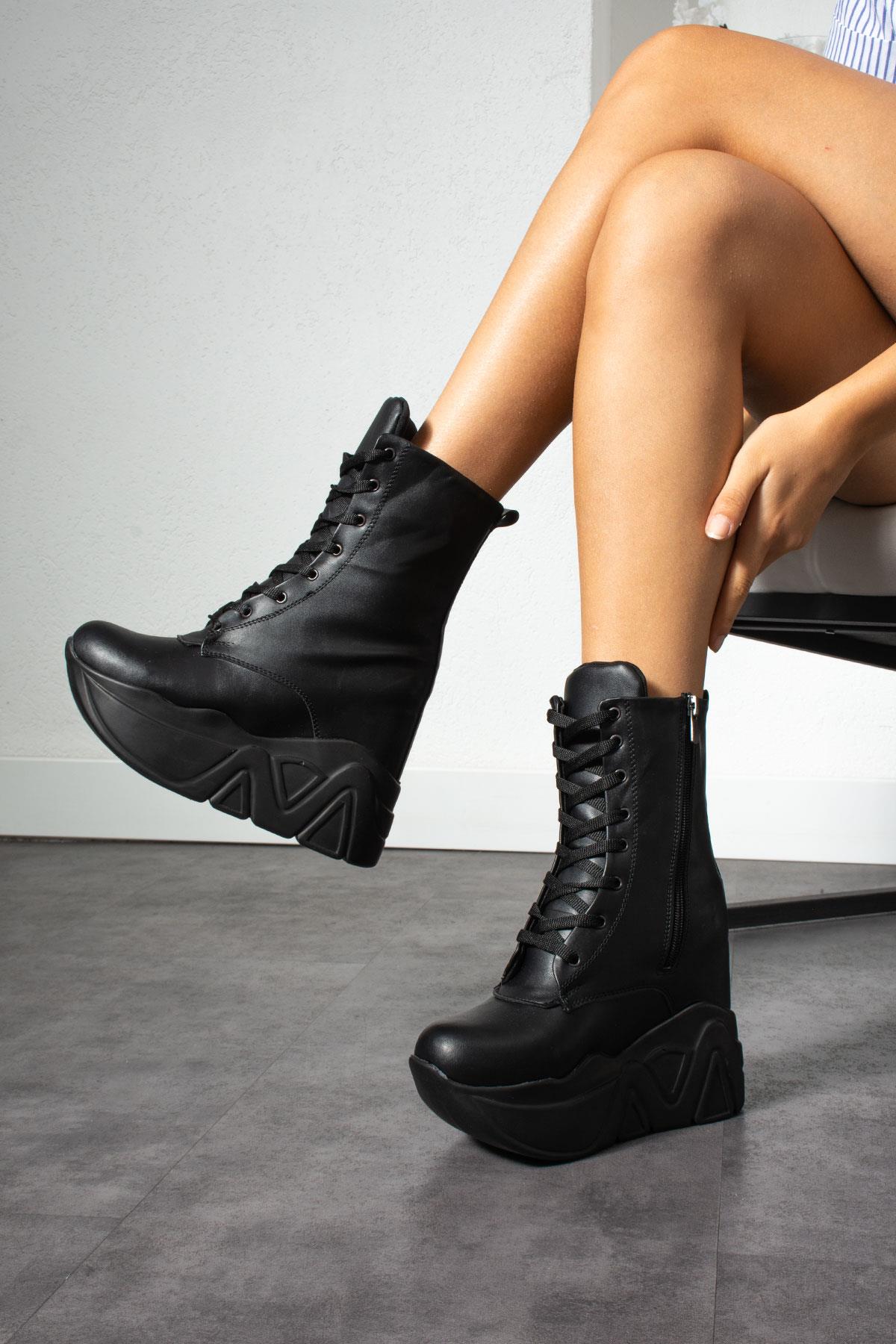 Modanizm Schmerz Gizli Topuklu Siyah Bot