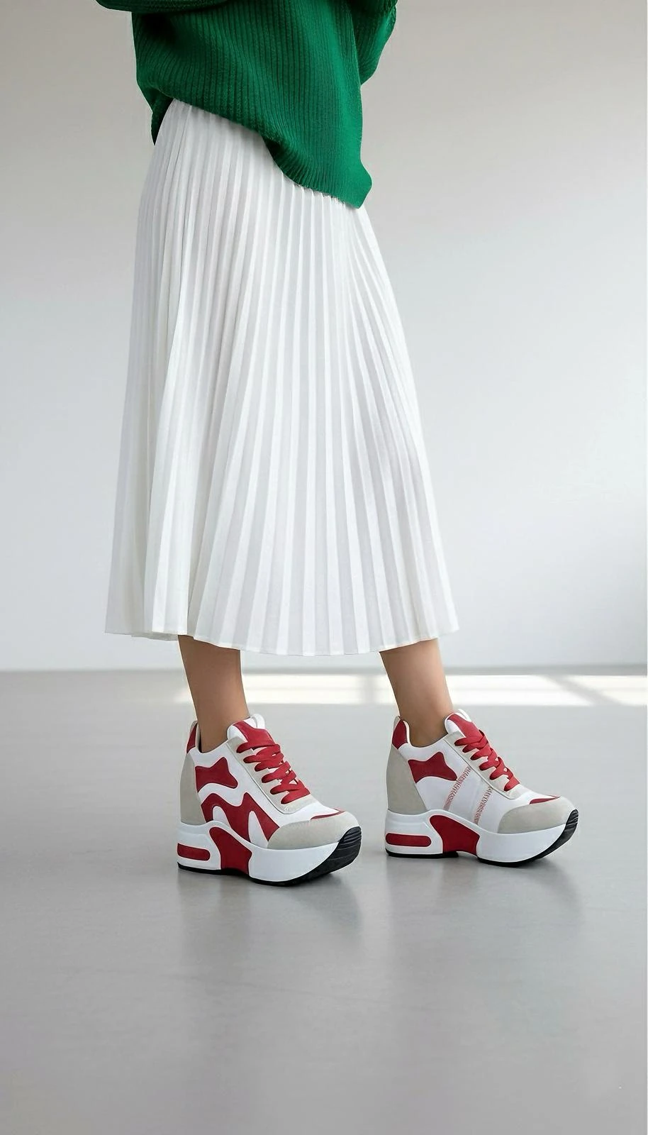 Modanizm Avlina Kırmızı Gizli Topuklu Spor Ayakkabı