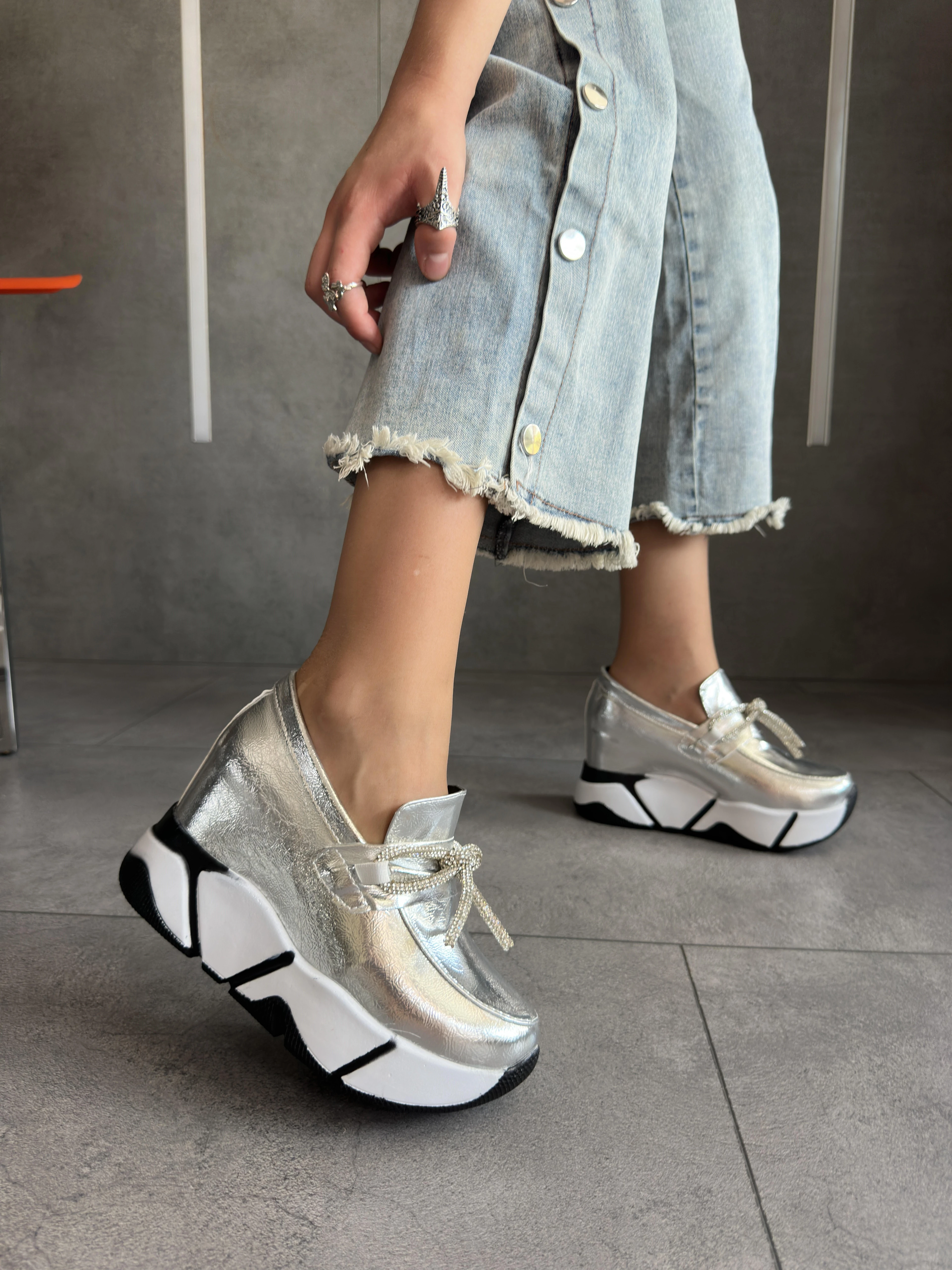 Modanizm Montegue Gri Dolgu Spor Ayakkabı