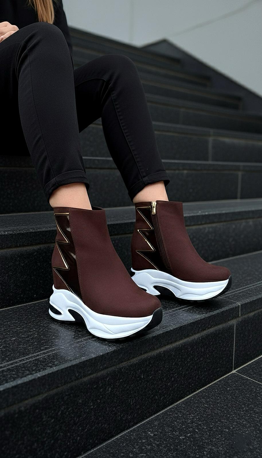 Aislin Kahverengi Dolgu Topuklu Spor Bot