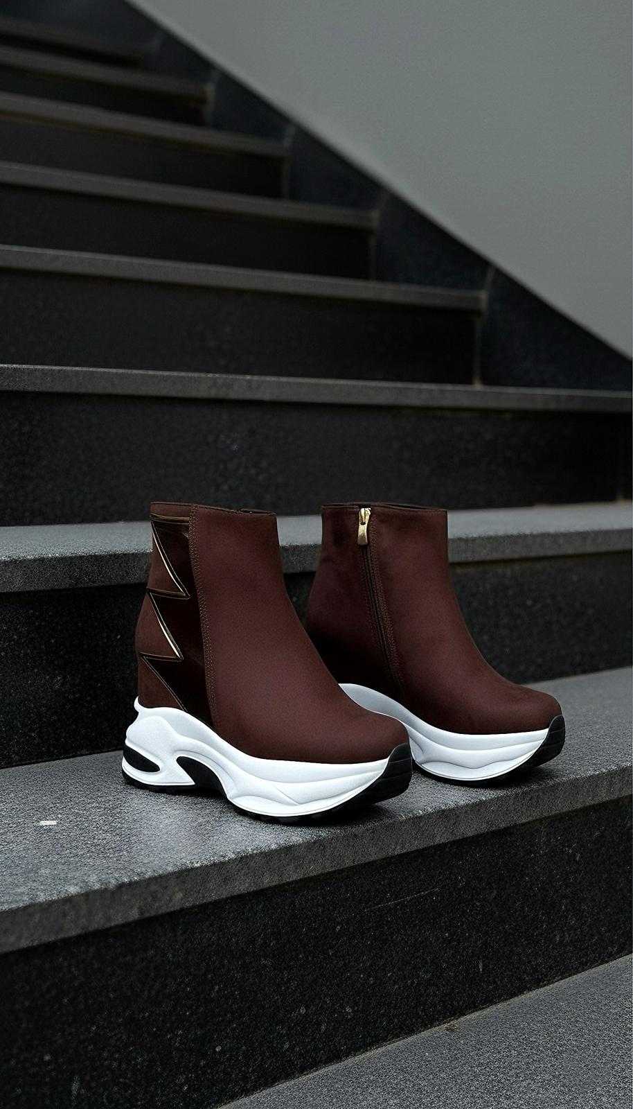 Aislin Kahverengi Dolgu Topuklu Spor Bot