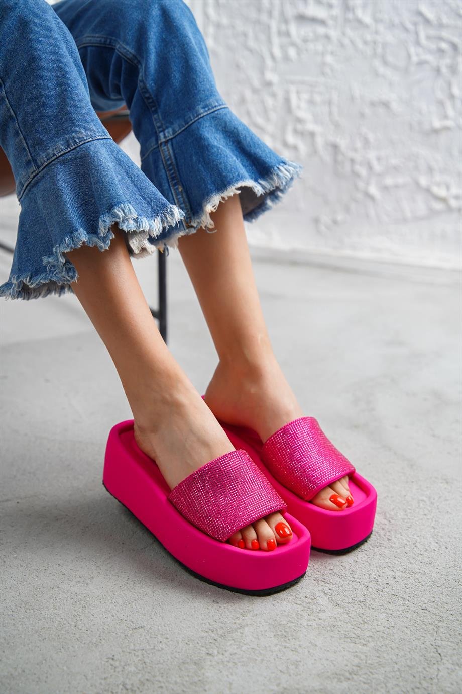 Modanizm Yolandi Pink Taşlı Terlik