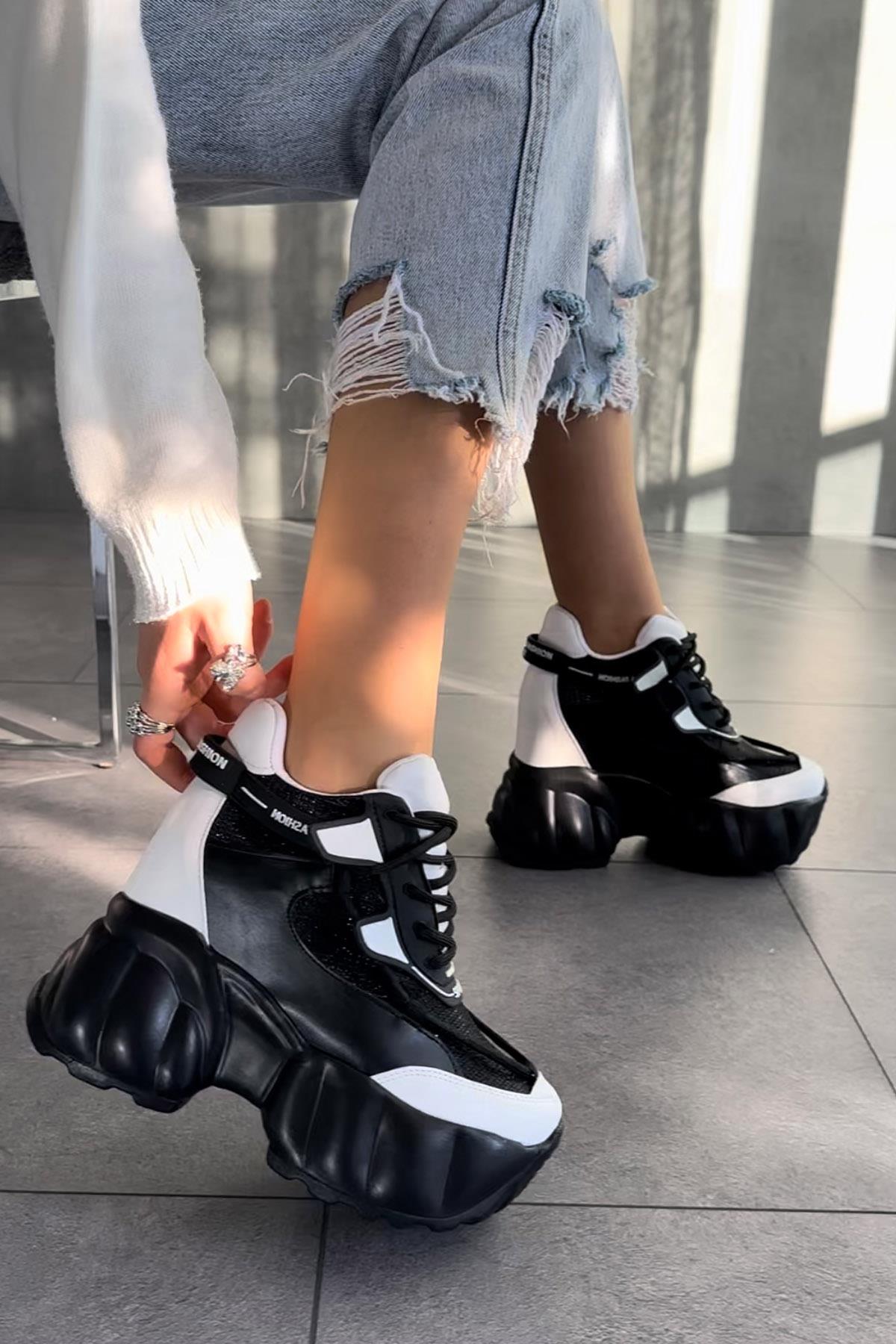 Modanizm Apax Siyah Dolgu Spor Ayakkabı