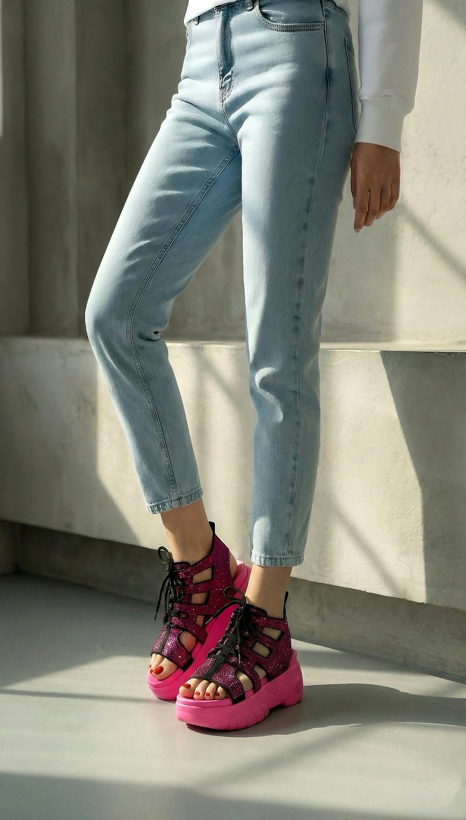 Modanizm Adorn Pembe Dolgu Topuklu Sandalet