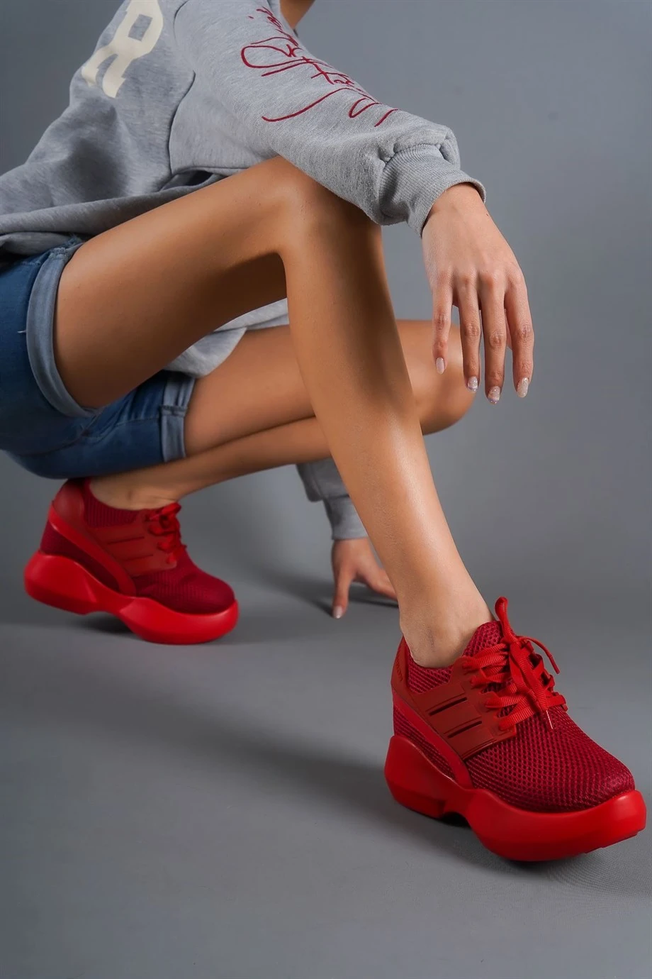 Chicilotti Kırmızı Gizli Topuklu Spor Ayakkabı