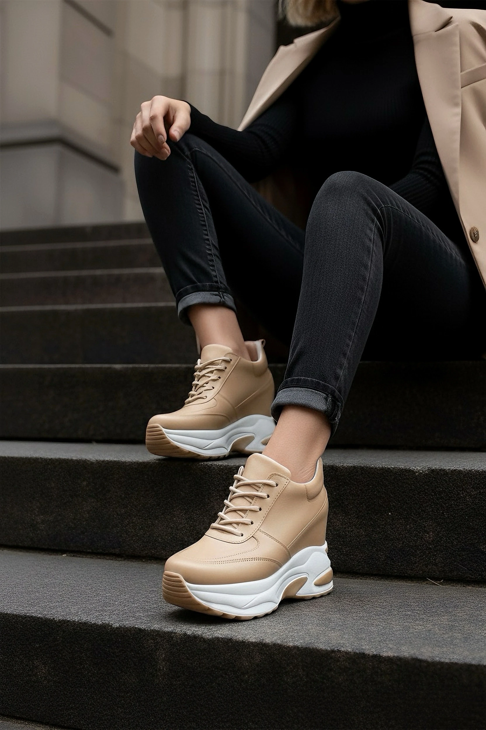 Vextra Nude Gizli Topuklu Spor Ayakkabı