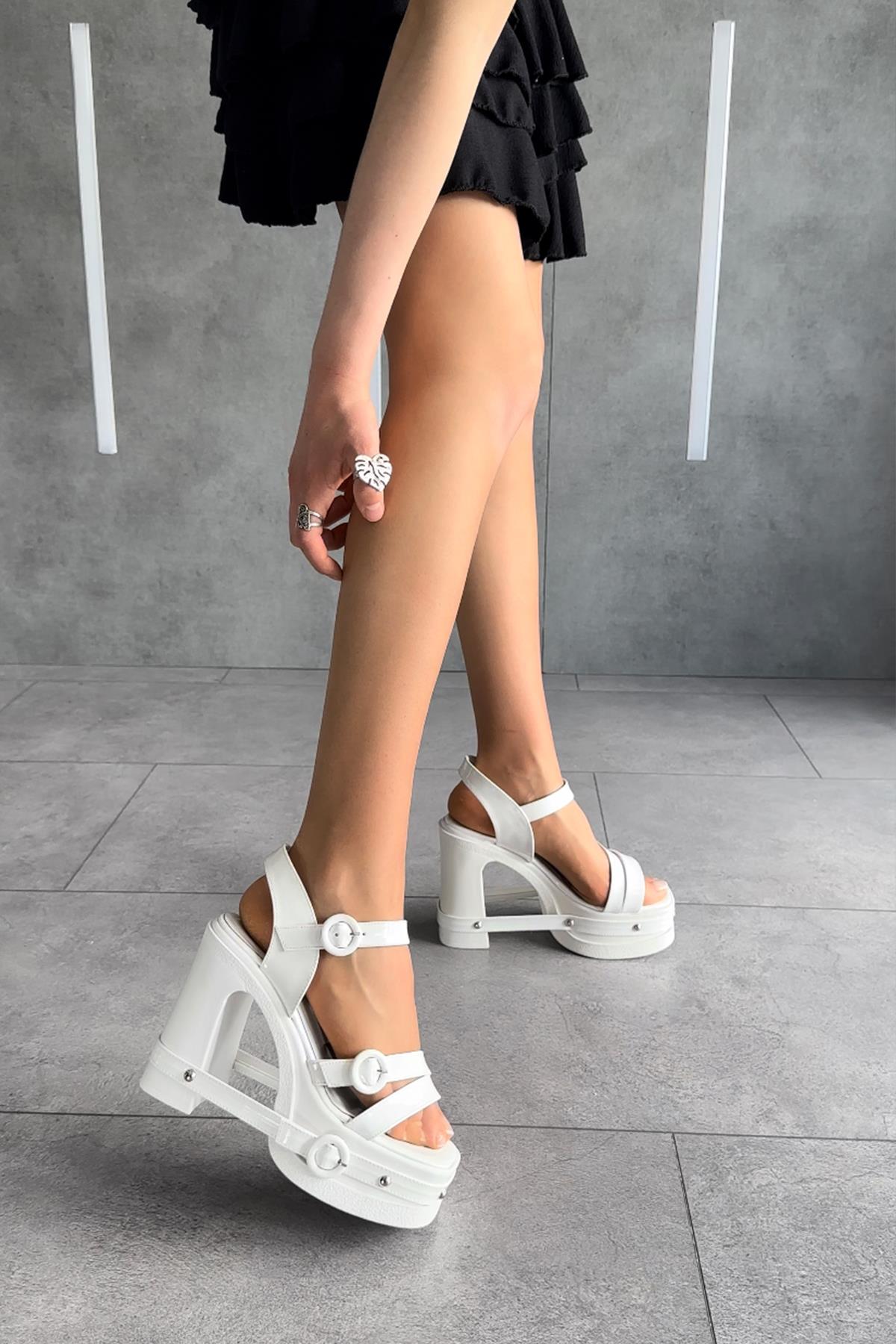 Modanzim Juno Beyaz Topuklu Ayakkabı
