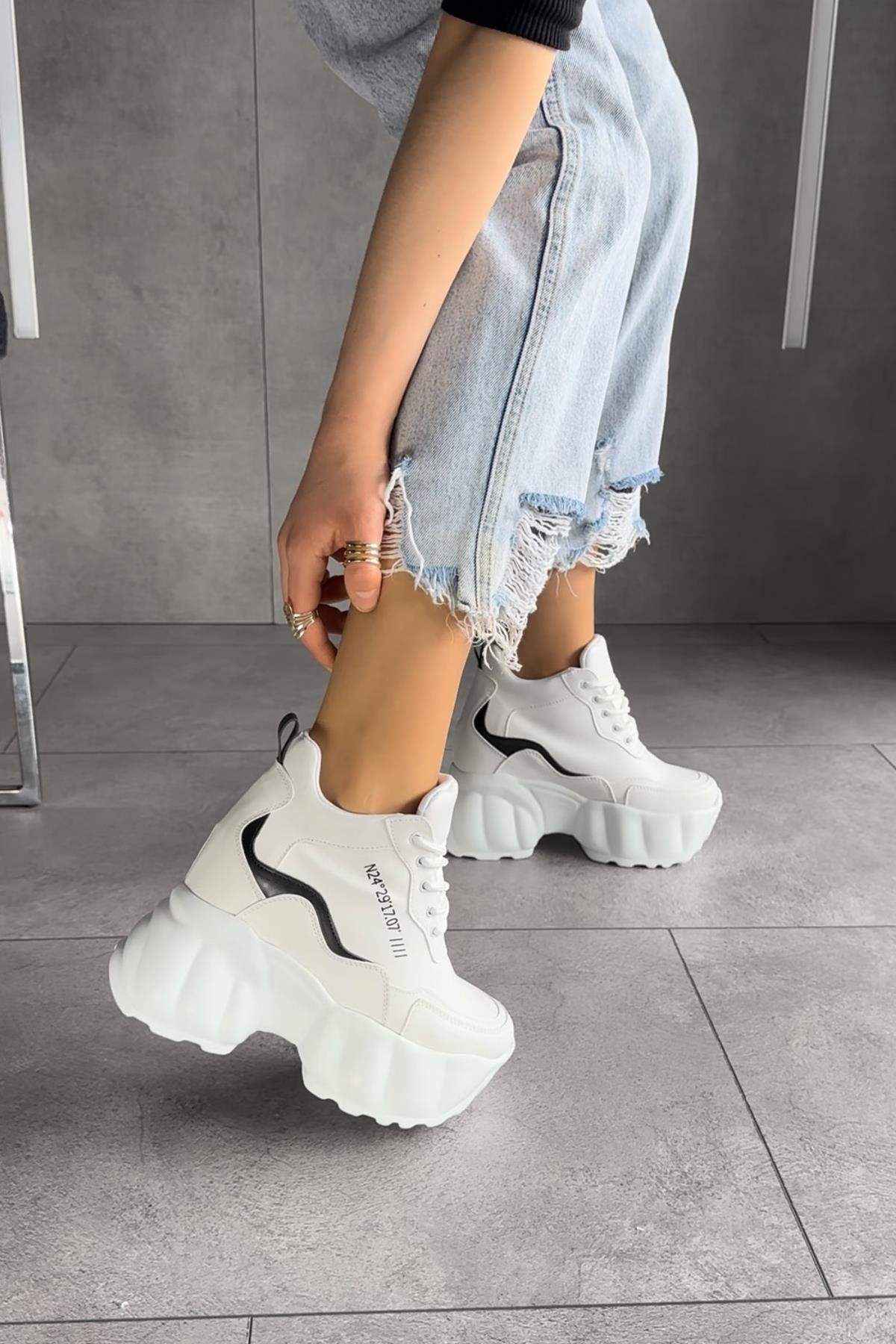 Modanizm Marley Beyaz Gizli Topukulu Spor Ayakkabı