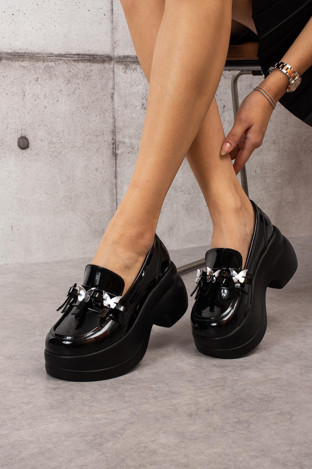 Modanizm Serens Siyah Rugan Oxford Ayakkabı