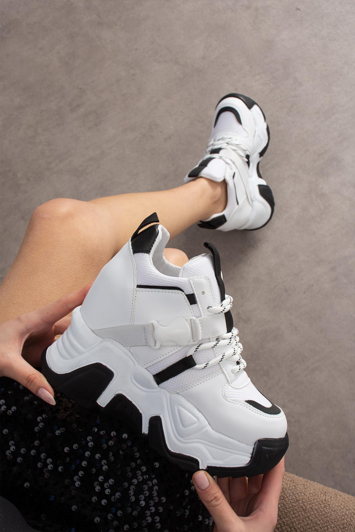 Modanizm Shagrax Gizli Topuklu Beyaz Spor Ayakkabı