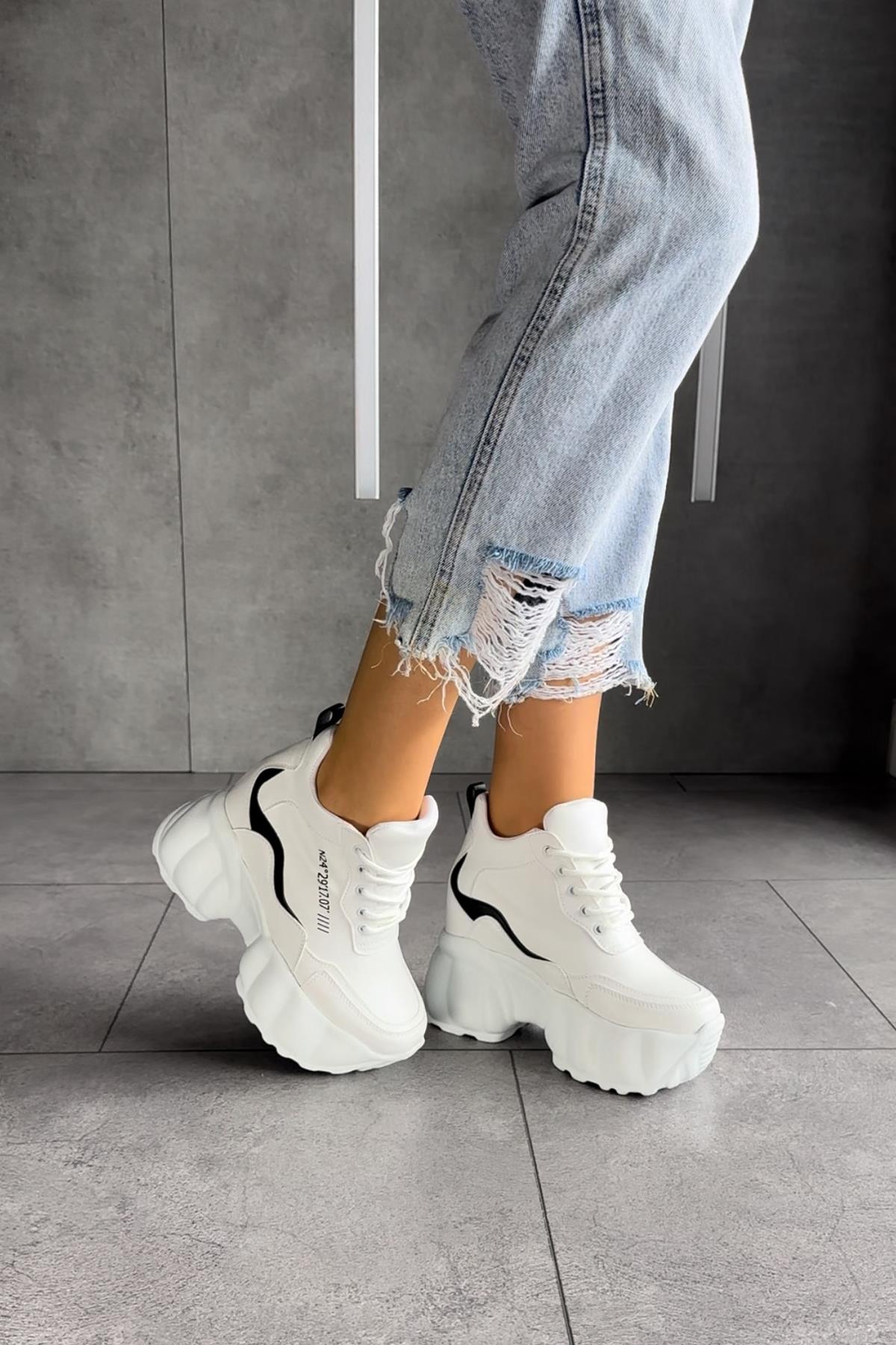 Modanizm Marley Beyaz Gizli Topukulu Spor Ayakkabı