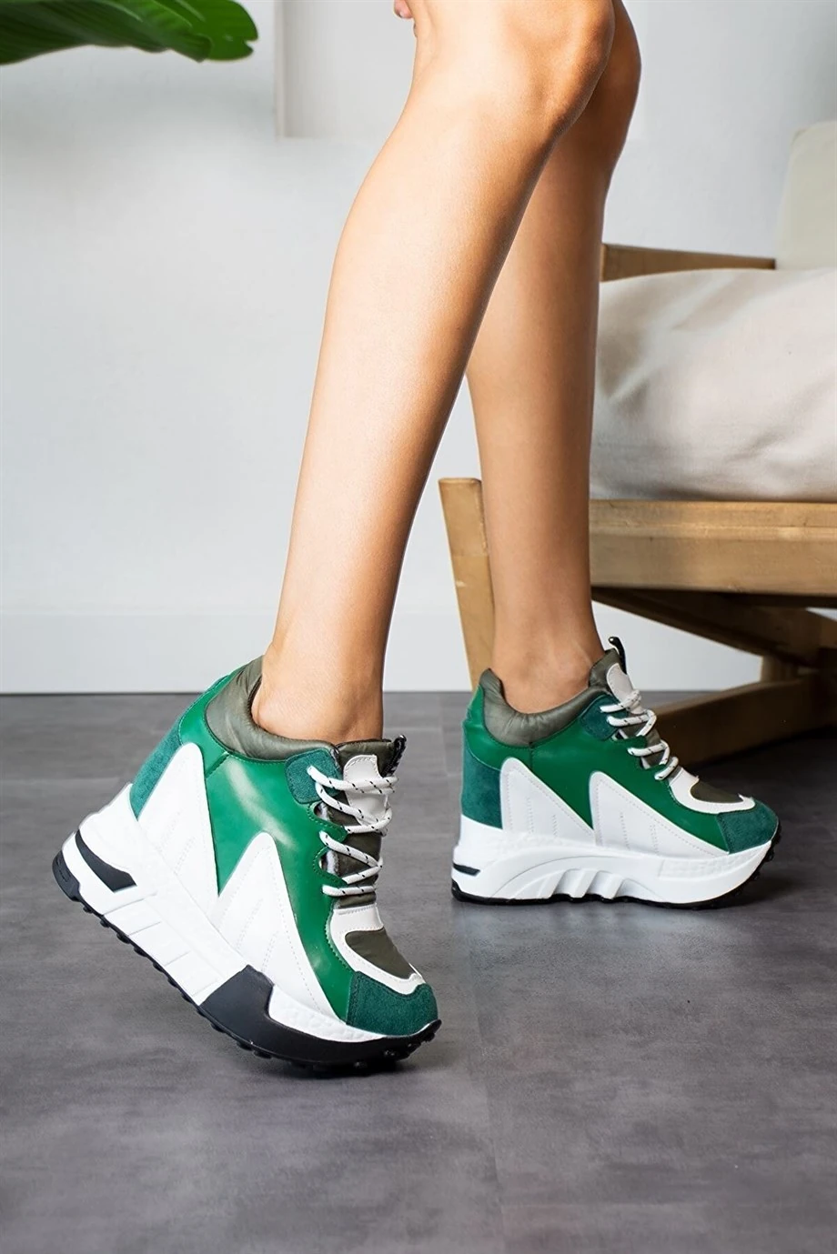 Elanora Yeşil Gizli Topuklu Spor Ayakkabı