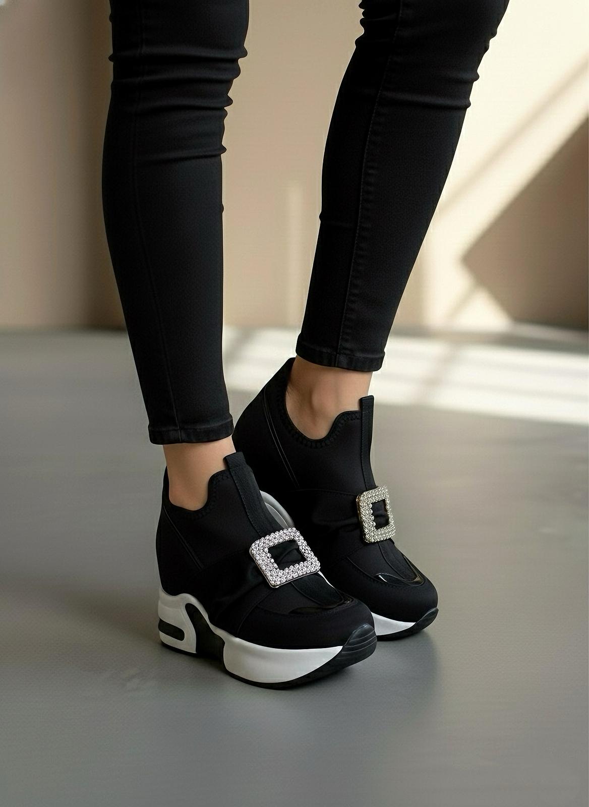 Modanizm Soho Siyah Dolgu Topuklu Spor Ayakkabı