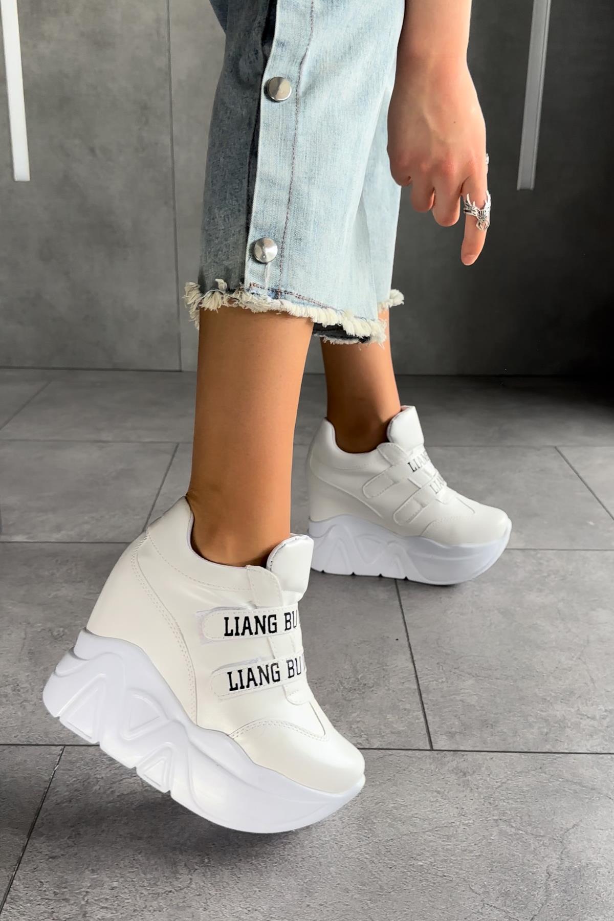 Modanizm Liang Gizli Topuklu Beyaz Spor Ayakkabı