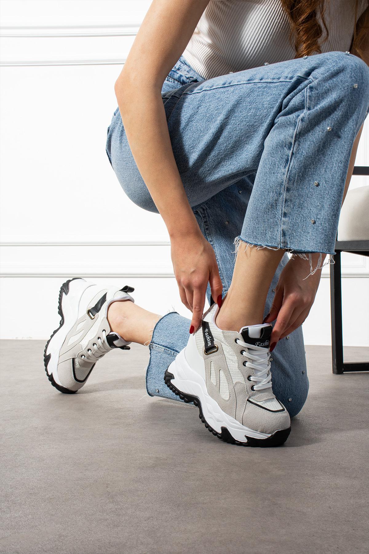 Modanizm Flux Gri Gizli Topuklu Spor Ayakkabı