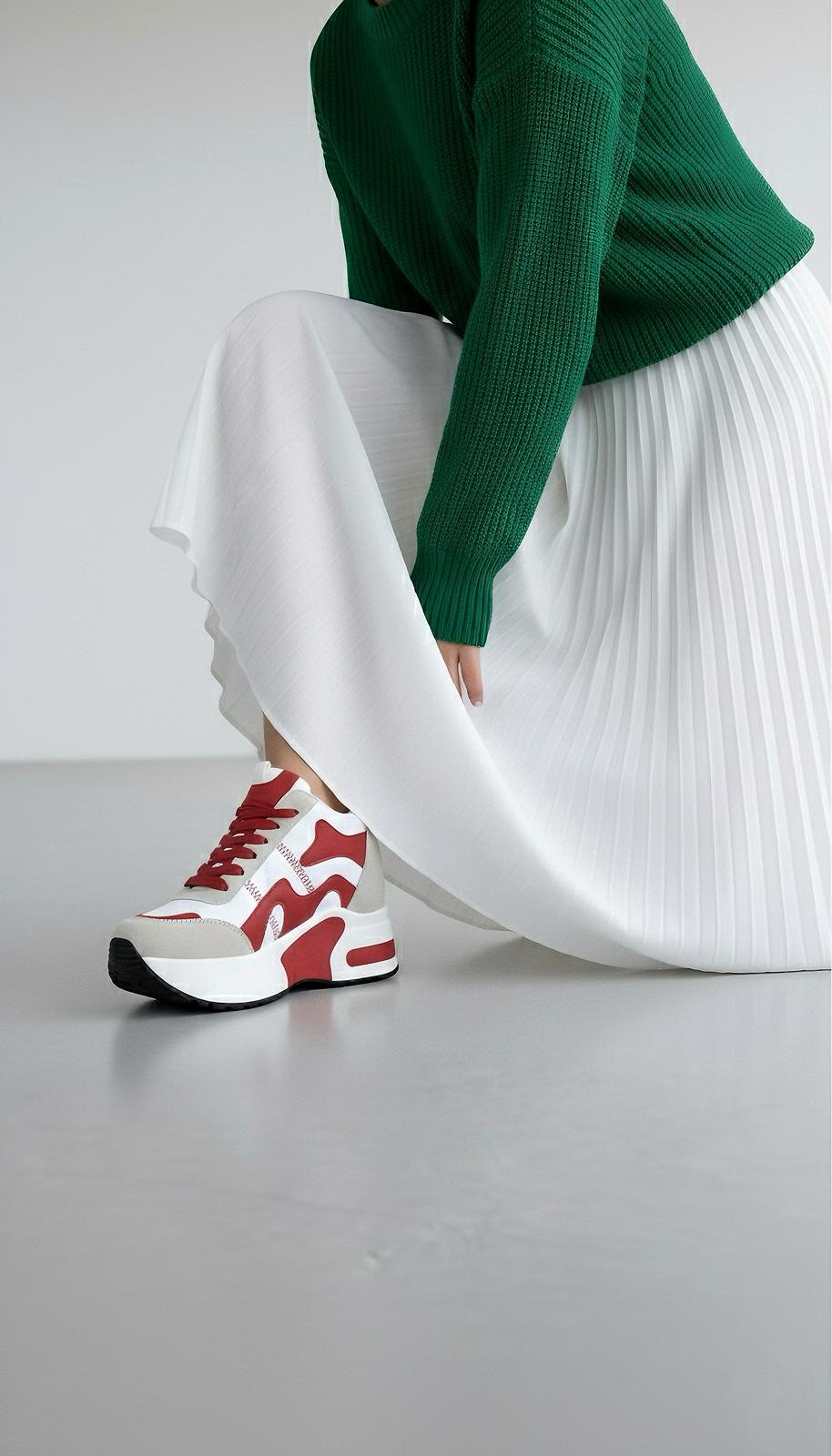 Modanizm Avlina Kırmızı Gizli Topuklu Spor Ayakkabı