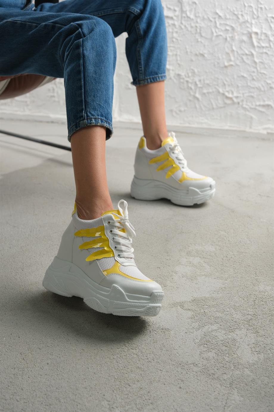 Modanizm Dietz Gizli Topuklu Sarı Spor Ayakkabı