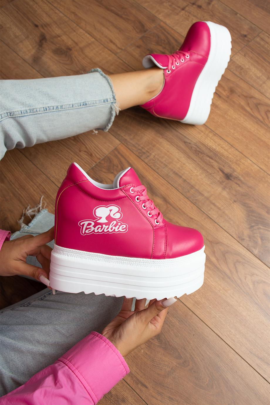 Modanizm Cutie Pembe Bağcıklı Gizli Topuklu Spor Ayakkabı