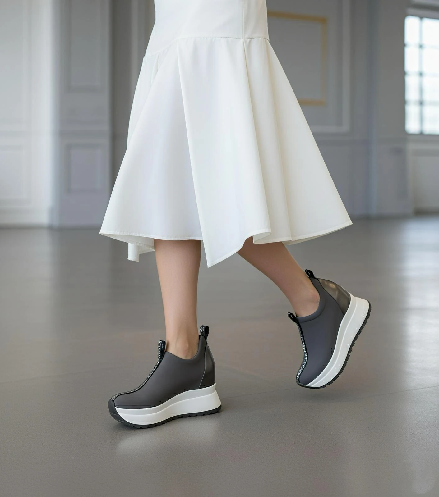 Modanizm Venys Gri Gizli Topuklu Spor Ayakkabı