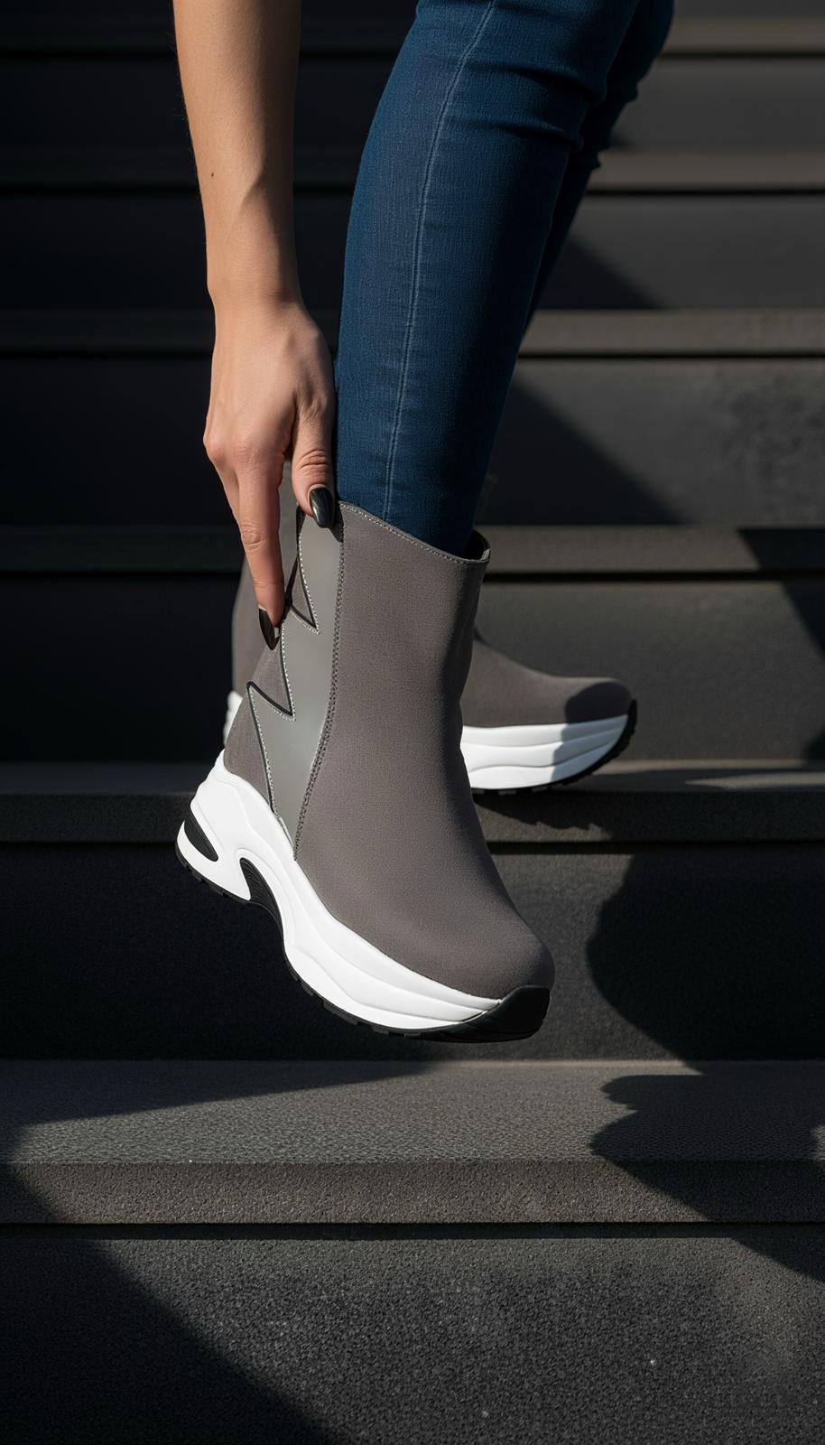 Fivrel Gri Dolgu Topuklu  Spor Bot