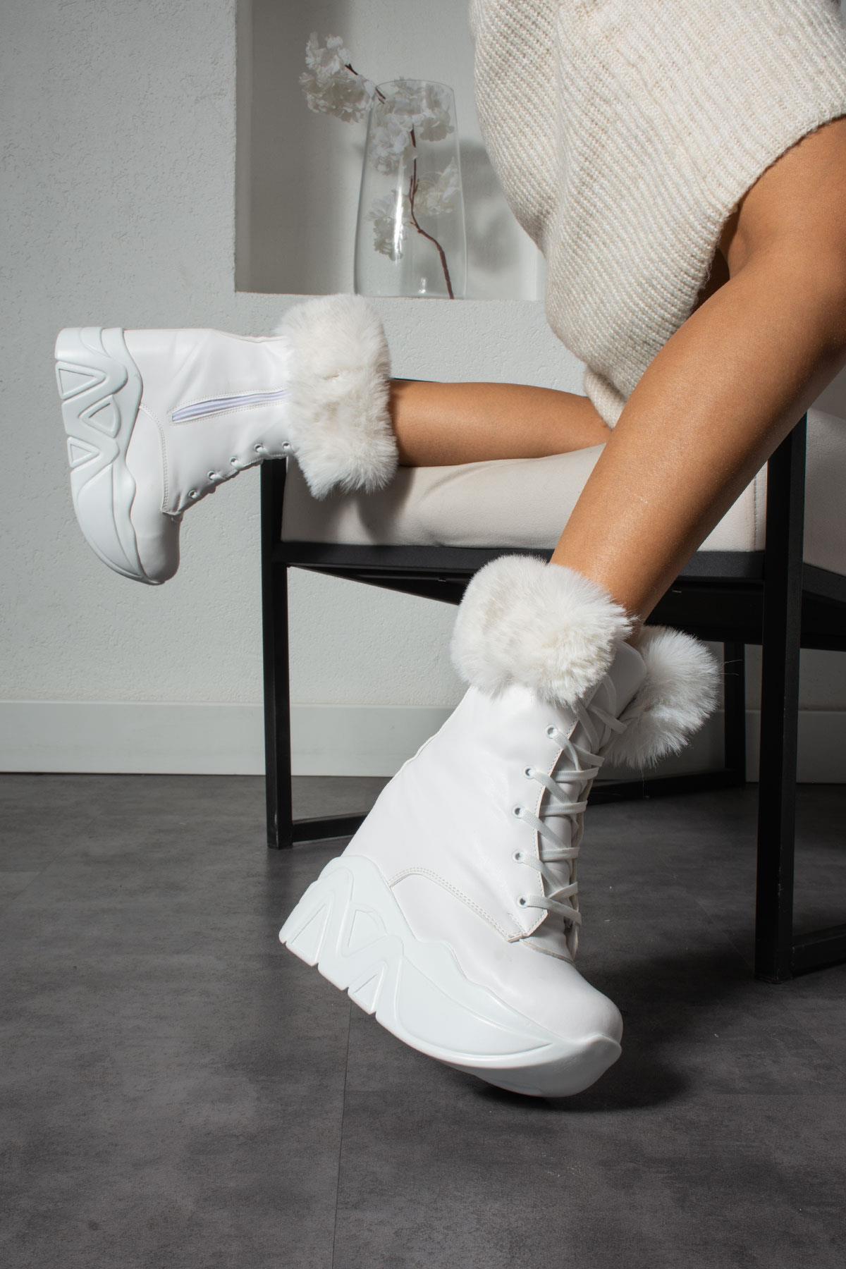 Modanizm Nox Gizli Topuklu Beyaz Bot