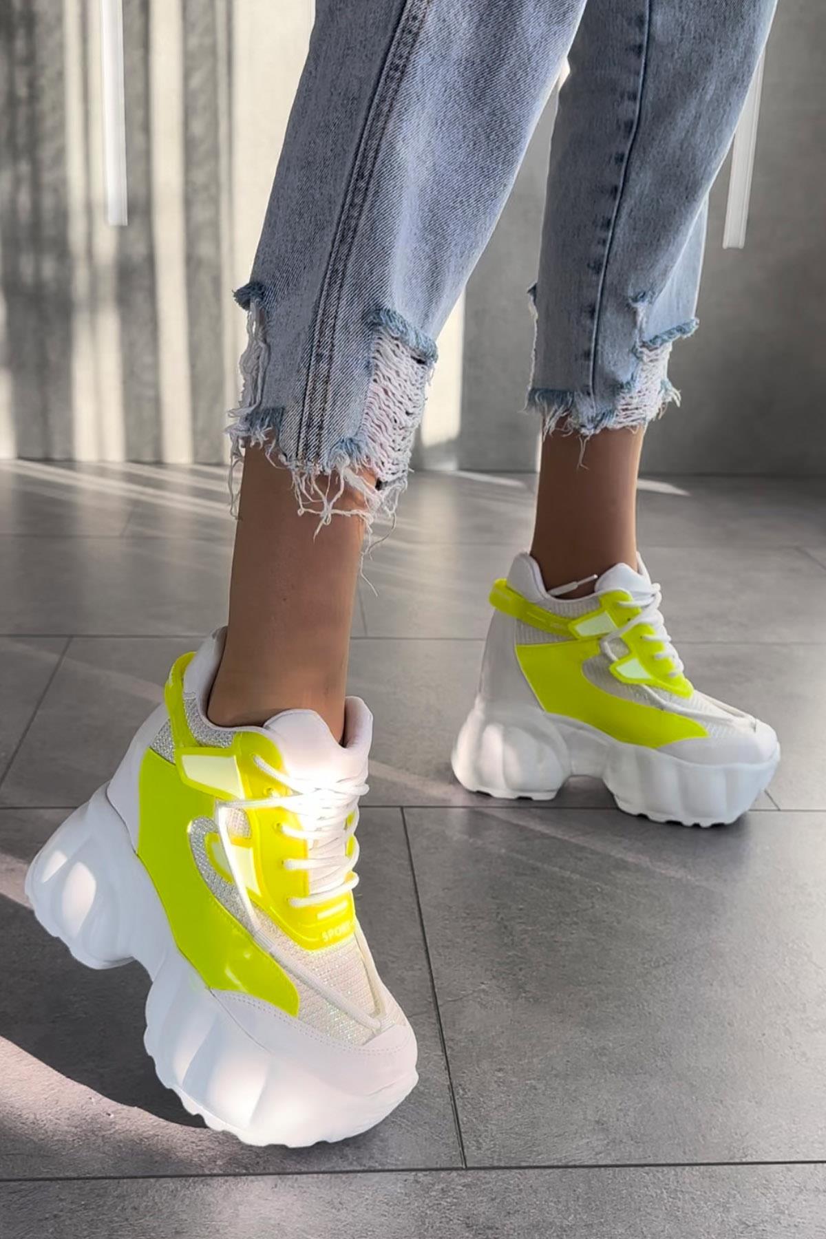 Modanizm Apax Sarı Dolgu Spor Ayakkabı