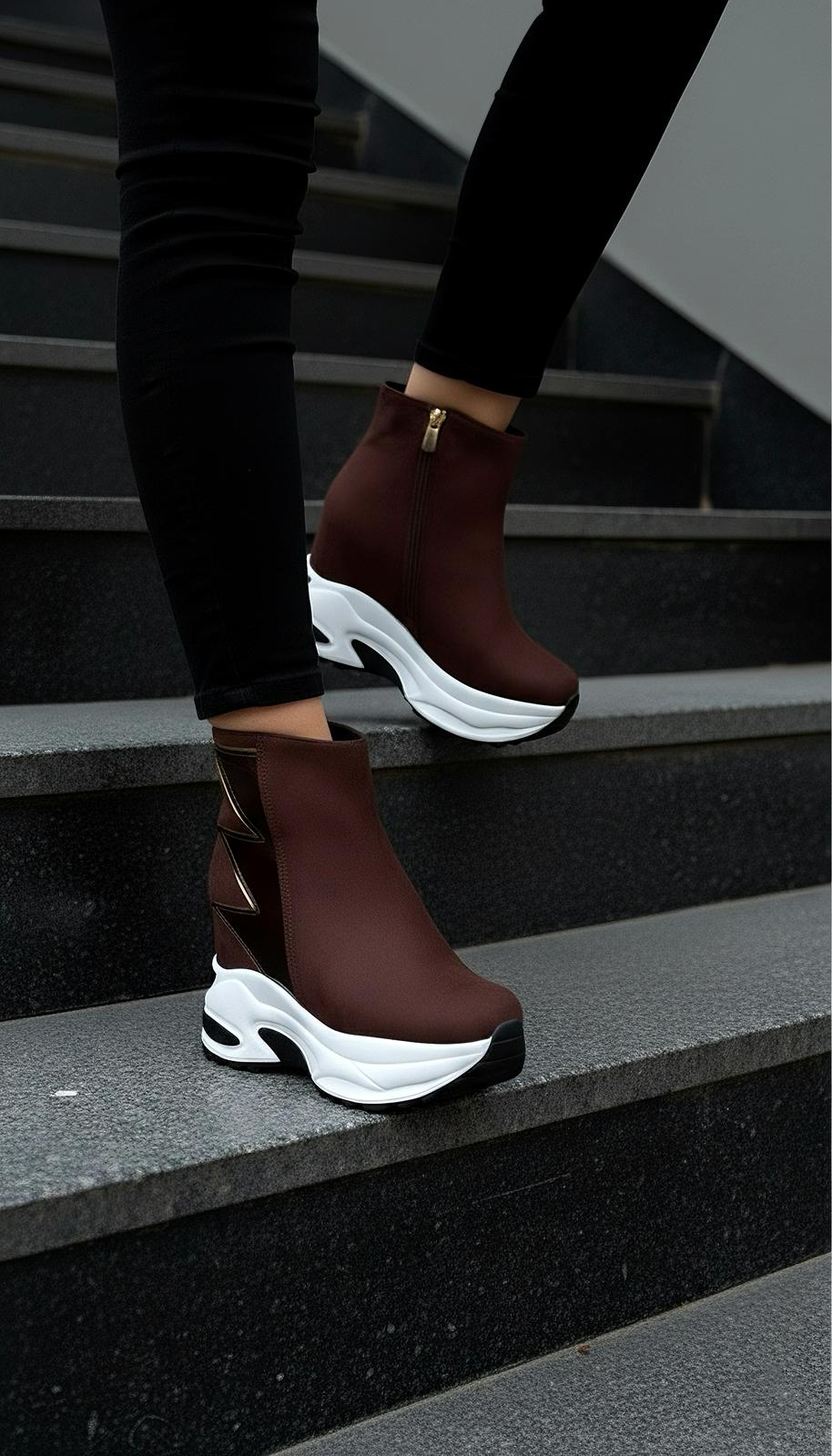 Aislin Kahverengi Dolgu Topuklu Spor Bot