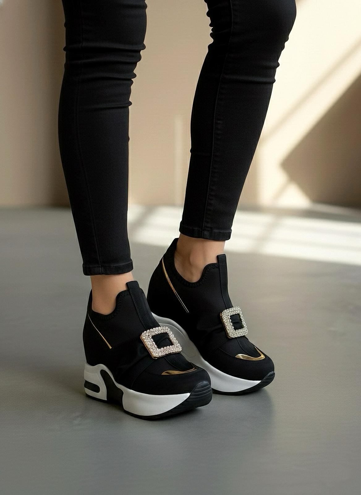 Modanizm Soho Siyah Dolgu Topuklu Spor Ayakkabı