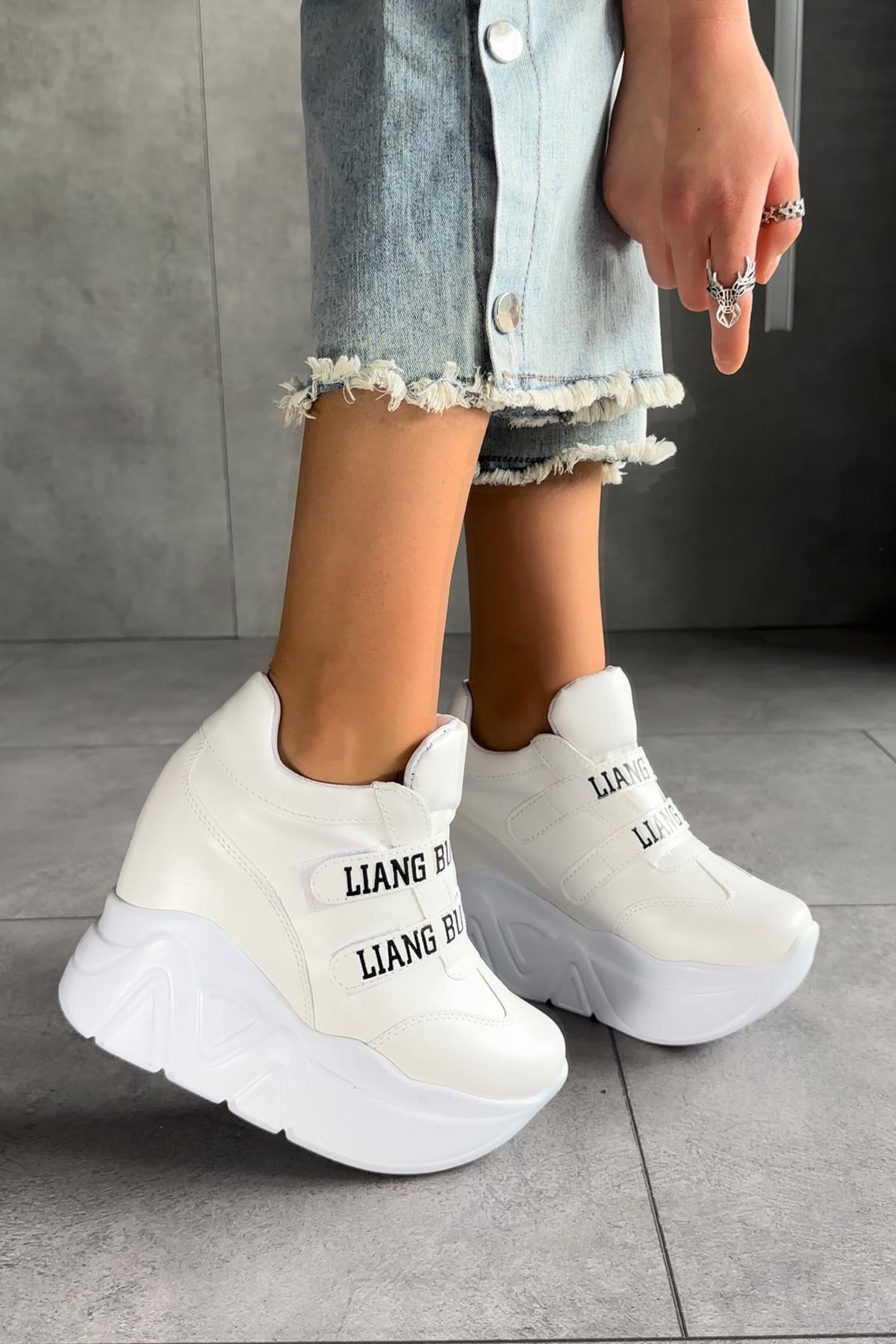 Modanizm Liang Gizli Topuklu Beyaz Spor Ayakkabı