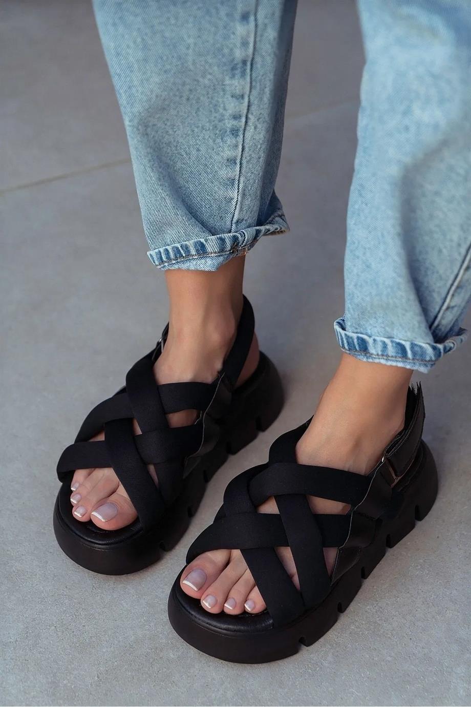 Modanizm Aphelia Siyah Spor Sandalet