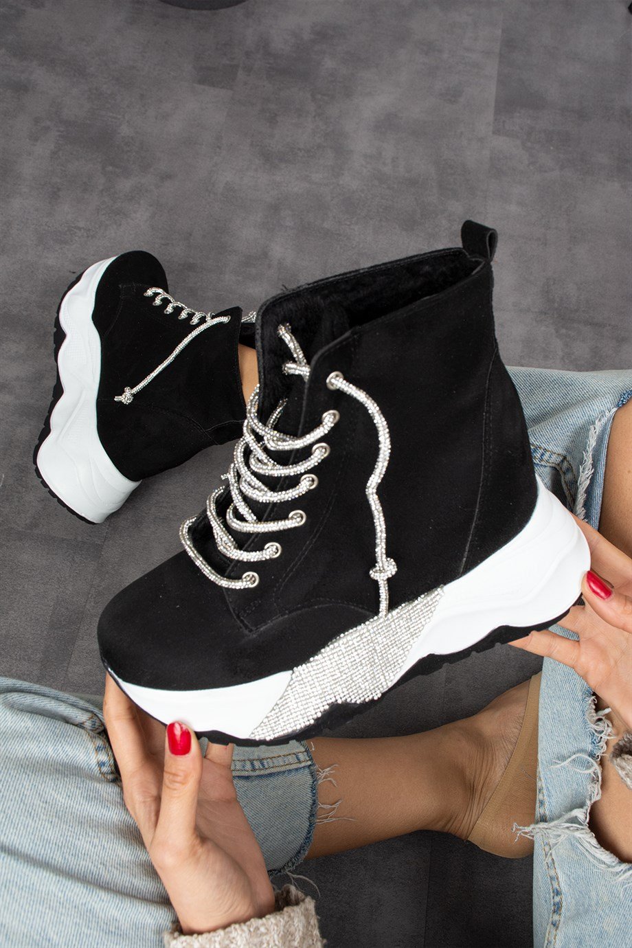 Modanizm Crosby Taşlı Süet Bot