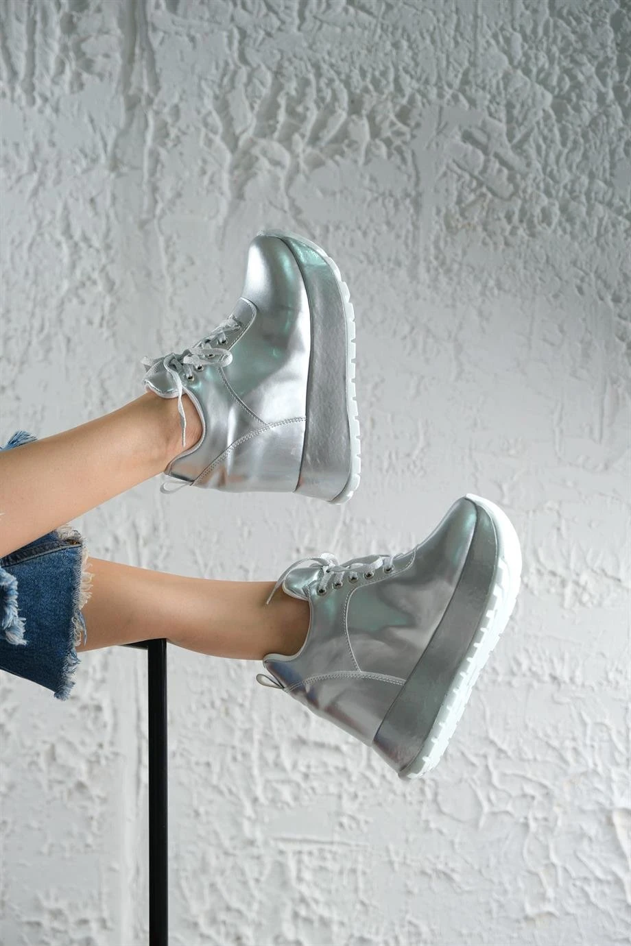 Modanizm Nola Gizli Topuklu Gri Spor Ayakkabı